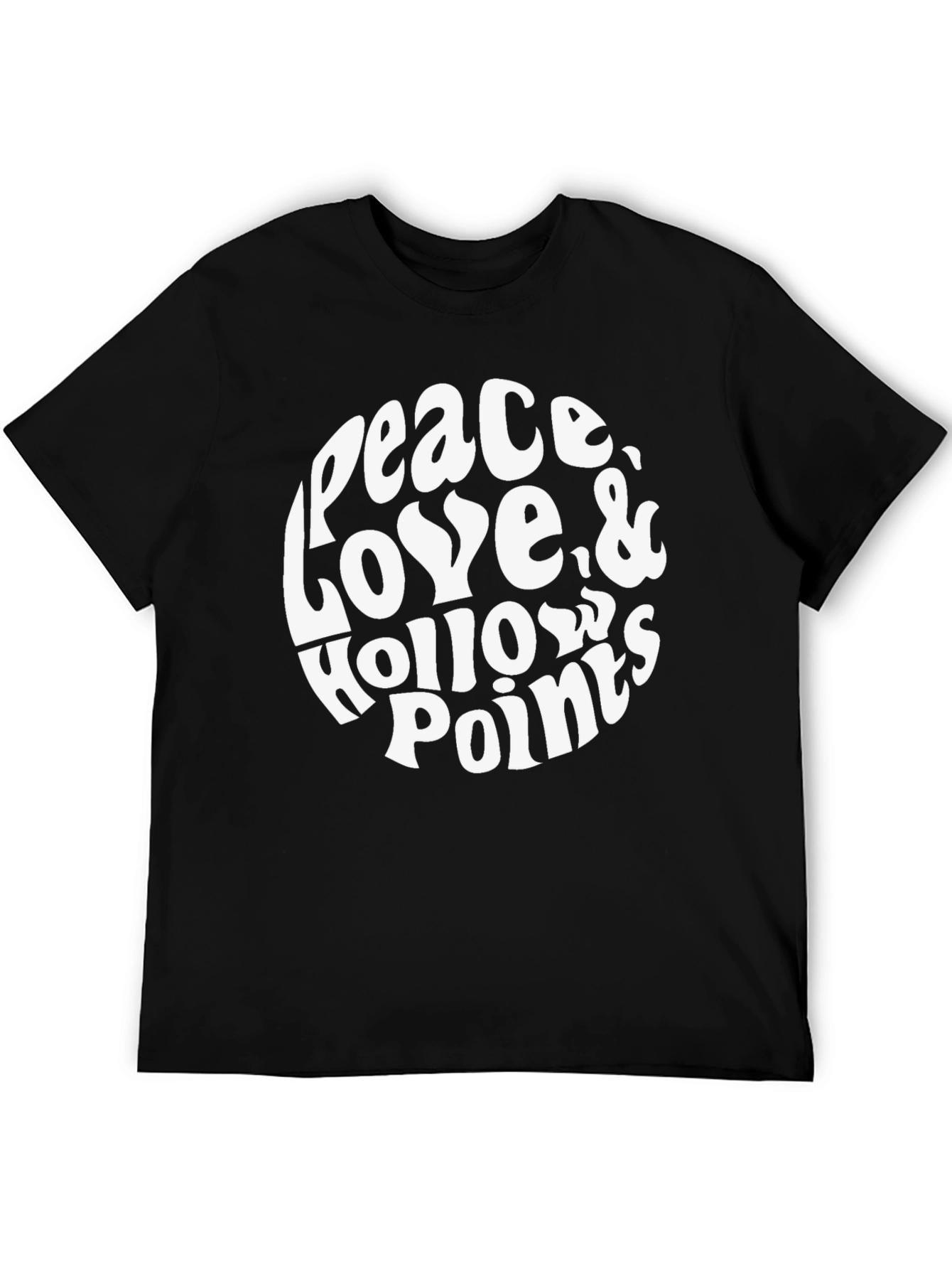 Peace Love Hollow Points Black Graphic T-Shirt