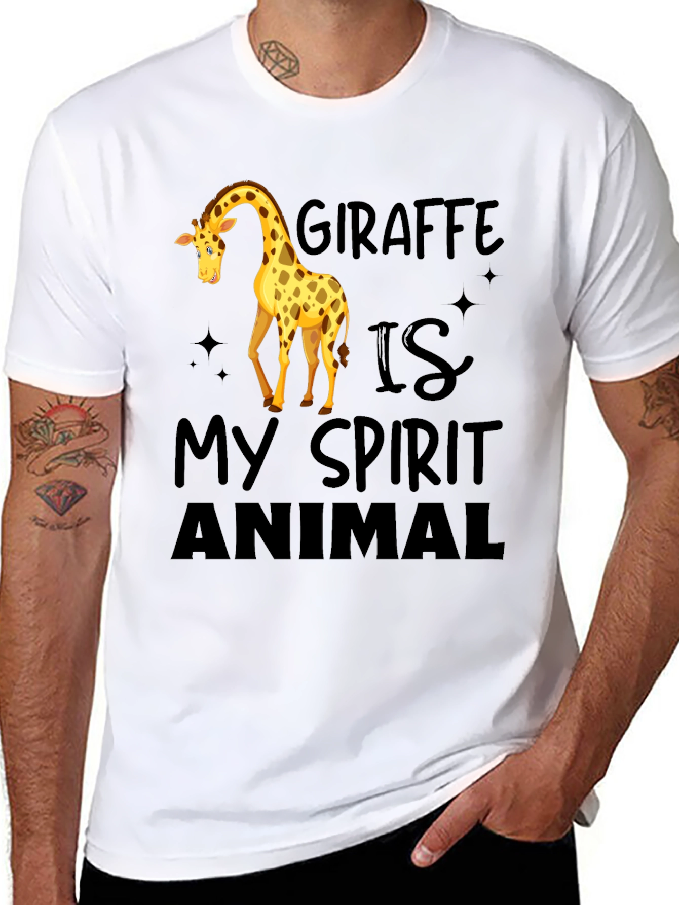 Giraffe Spirit Animal Black T-Shirt