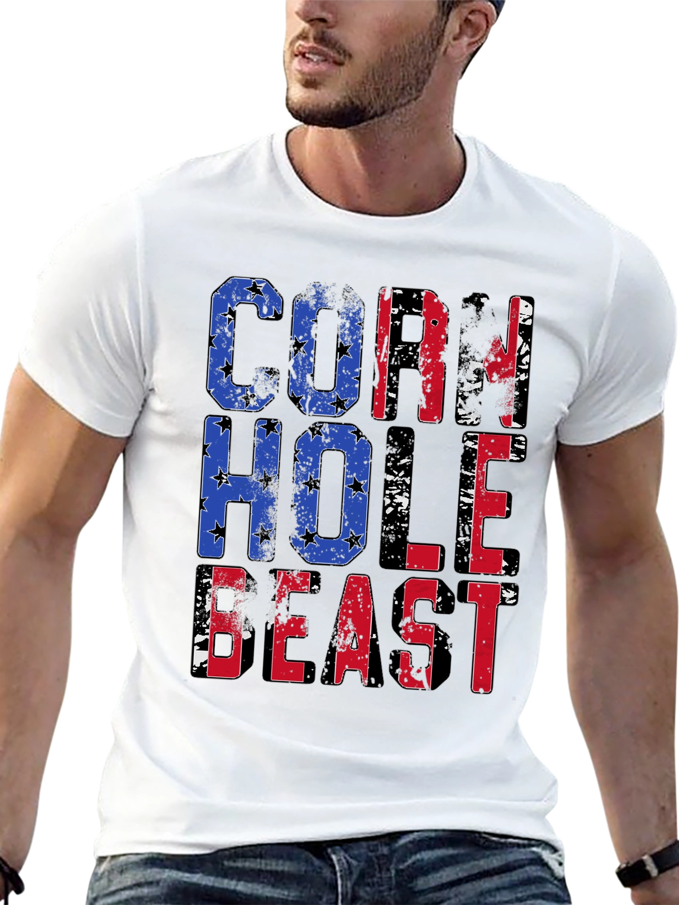 Cornhole Beast T-Shirt - Patriotic Design