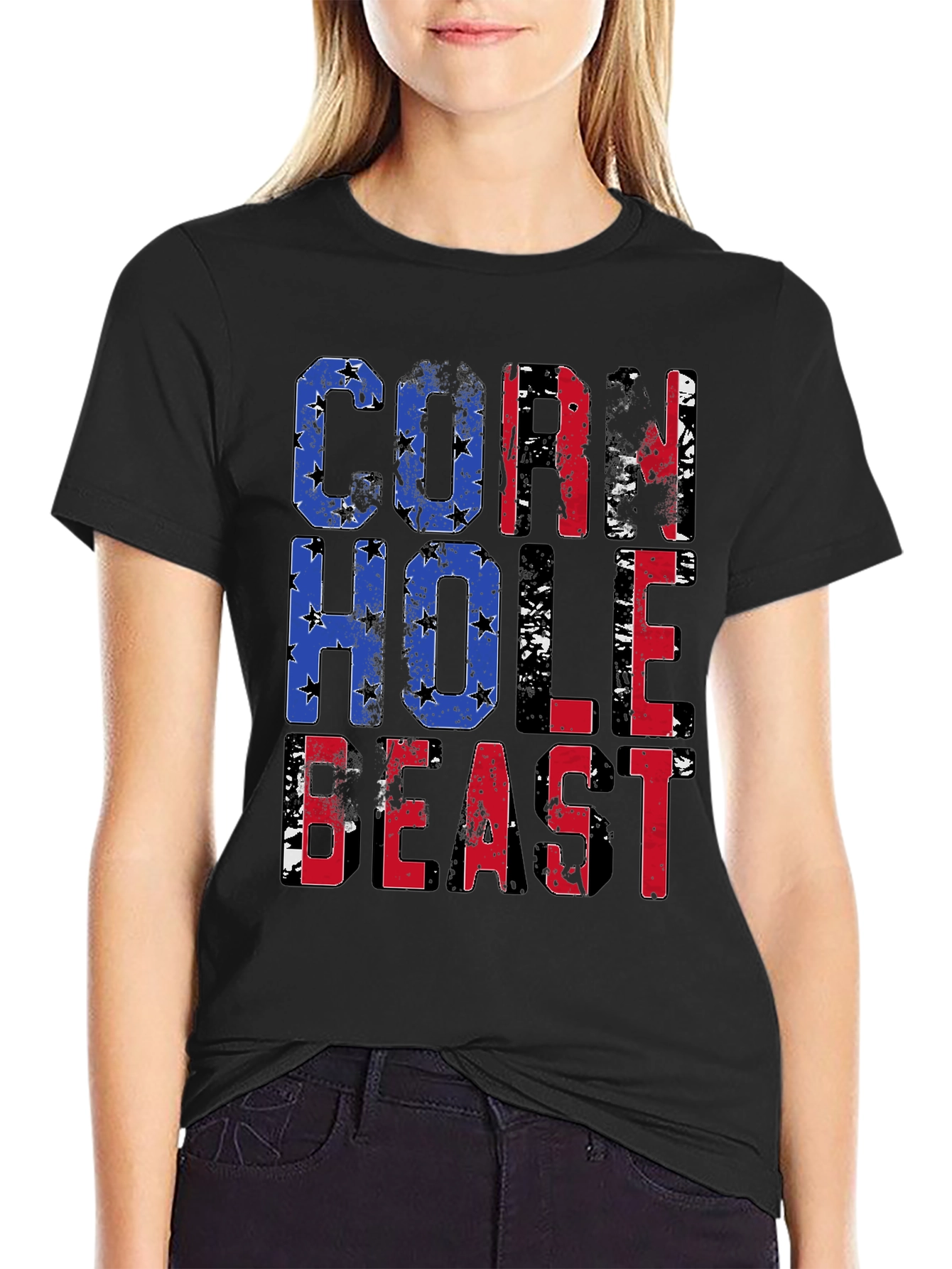 Cornhole Beast T-Shirt - Patriotic Design