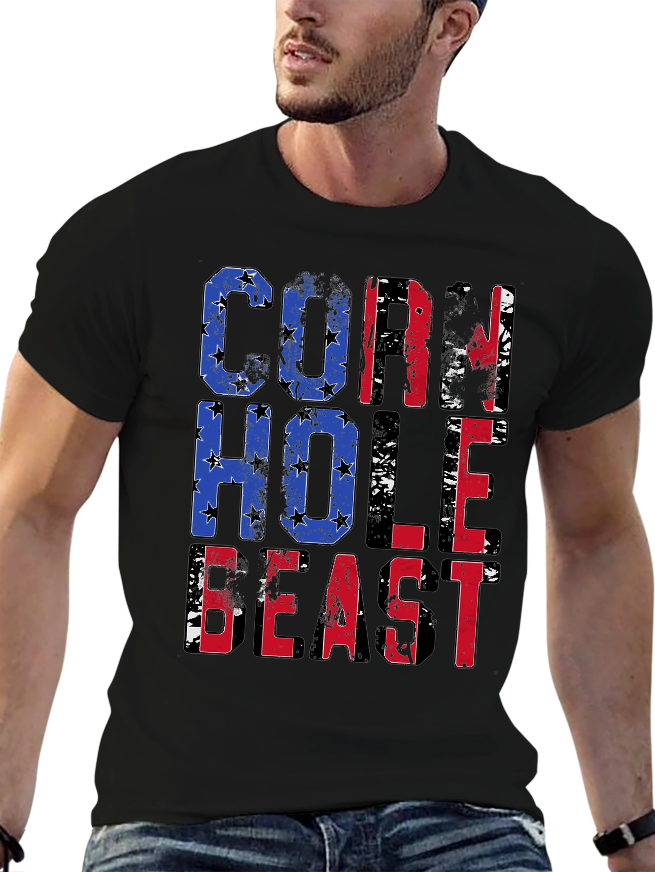 Cornhole Beast T-Shirt - Patriotic Design