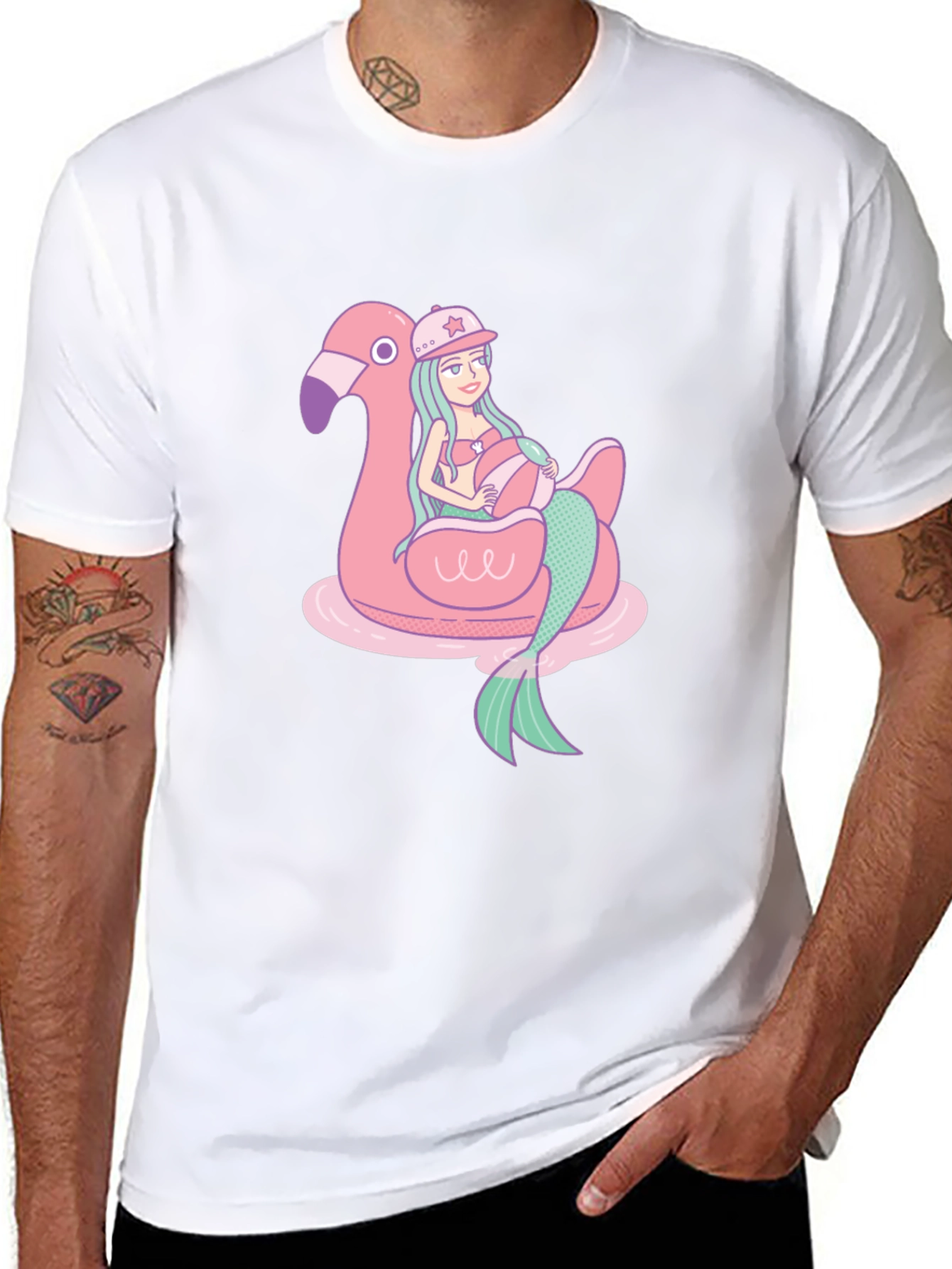 Mermaid Flamingo Float T-Shirt