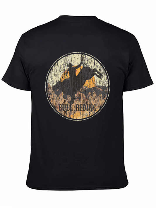 Vintage Bull Riding Graphic Tee - Black