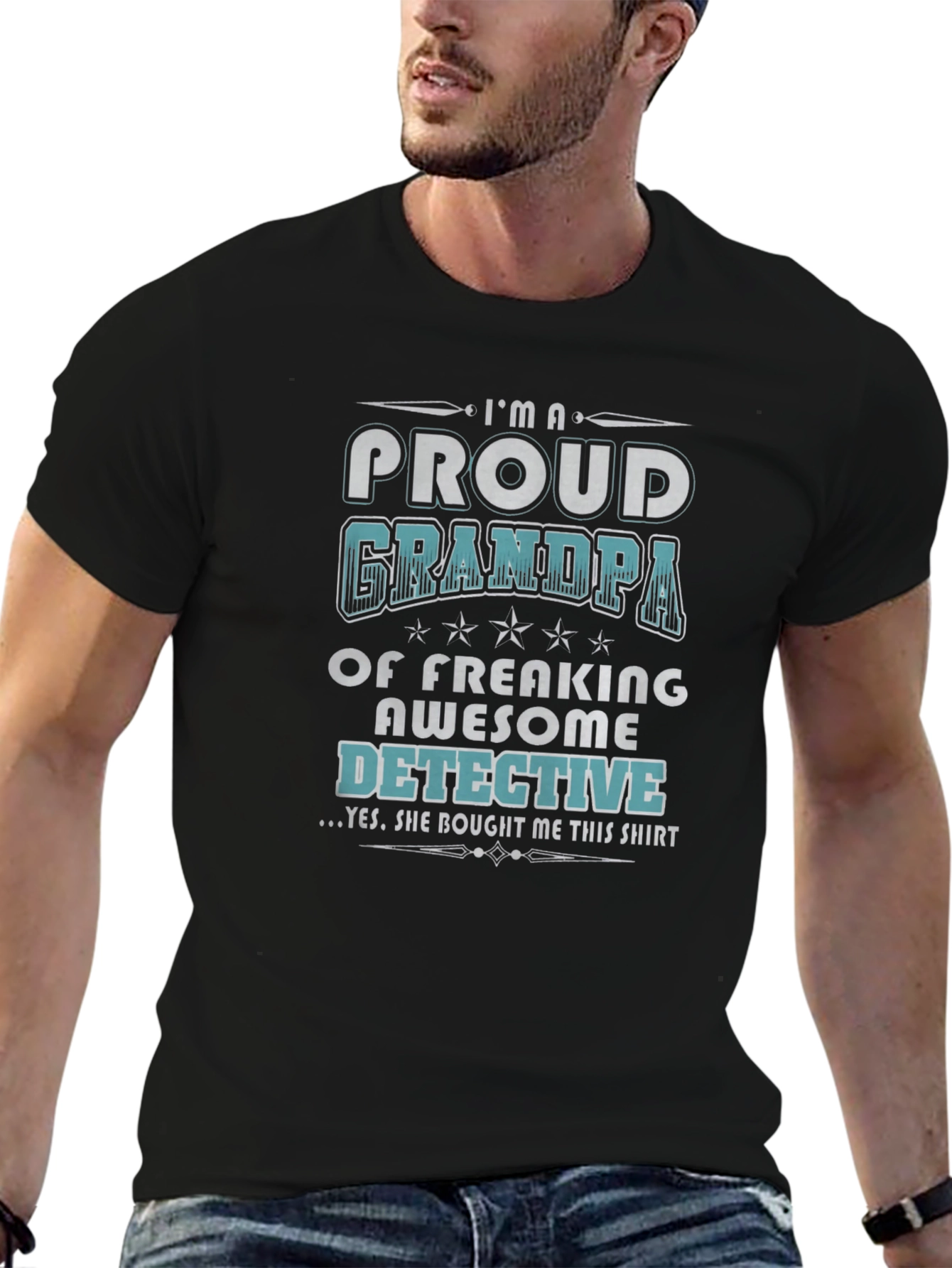 Proud Grandpa Detective Graphic T-Shirt