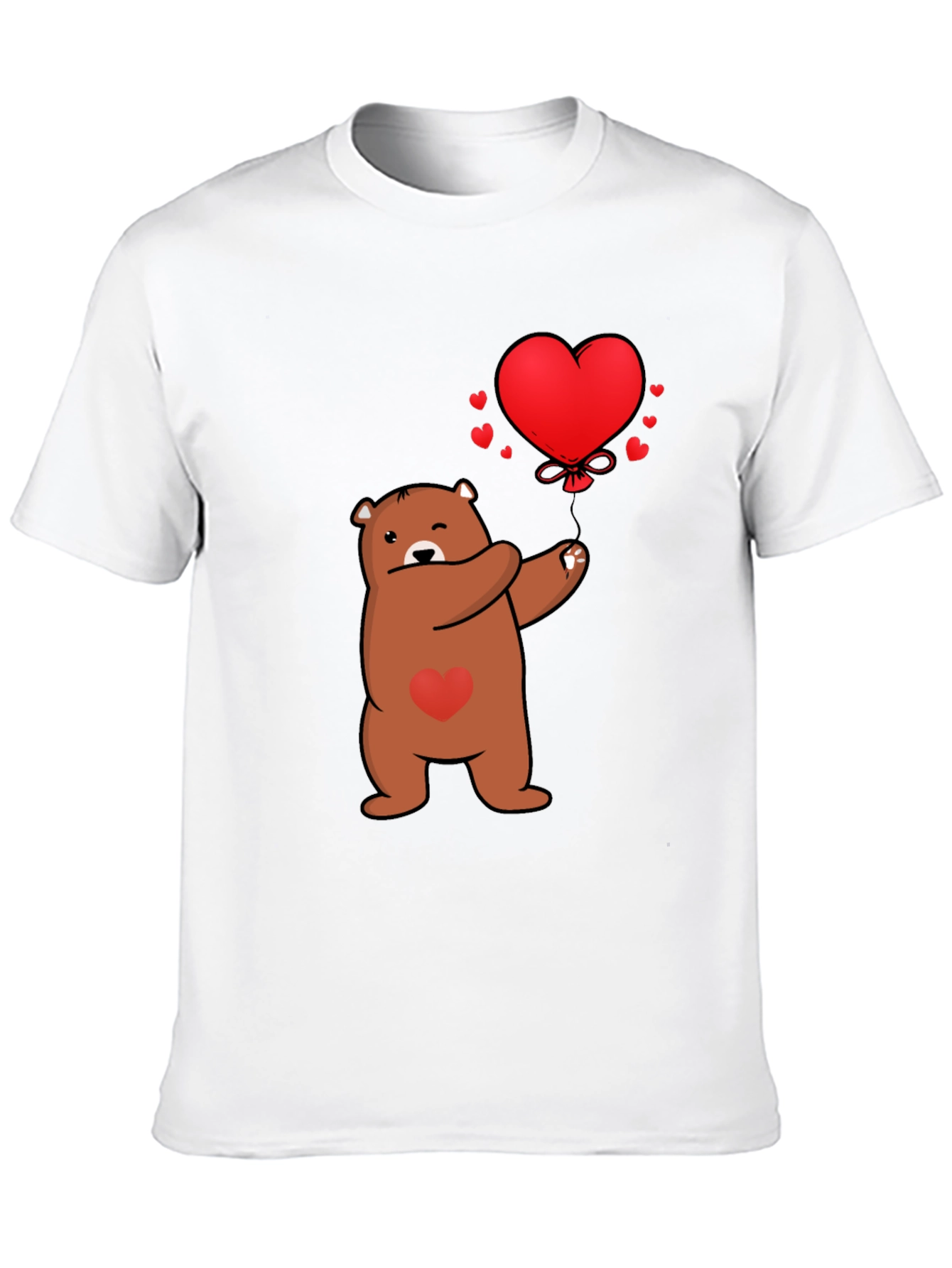 Bear with Heart Balloon Graphic Tee - Black