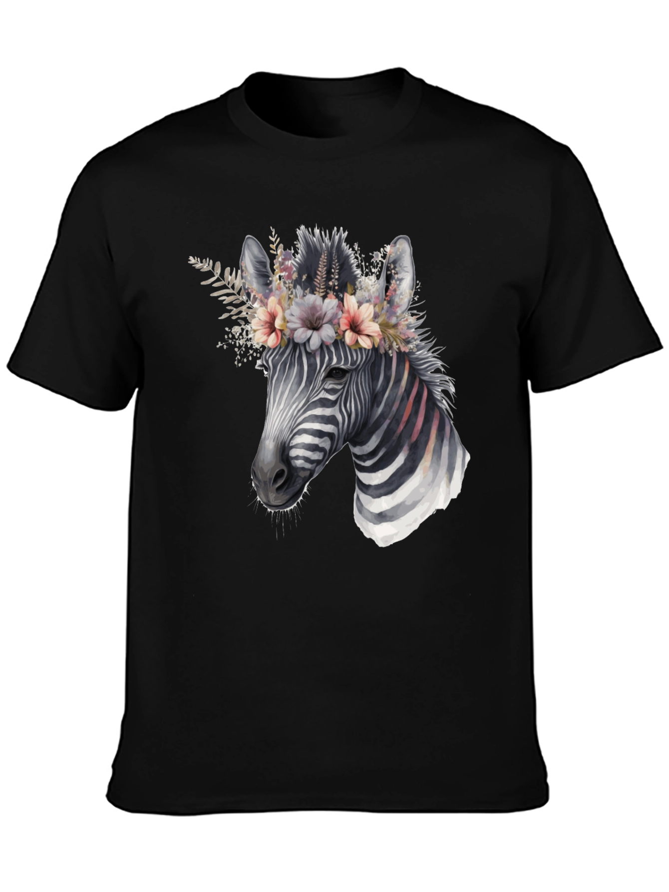 Zebra Floral Crown Graphic T-Shirt