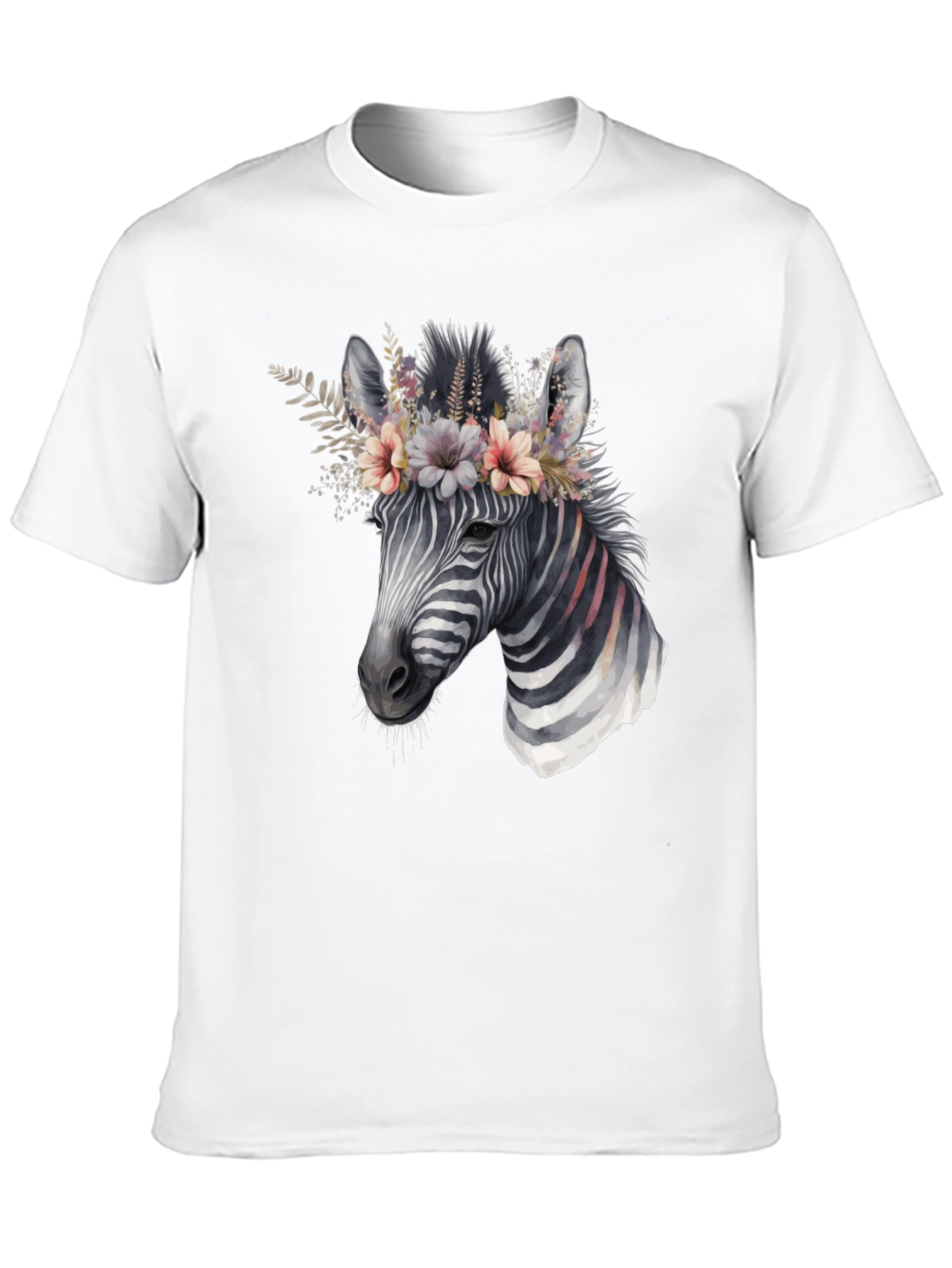 Zebra Floral Crown Graphic T-Shirt