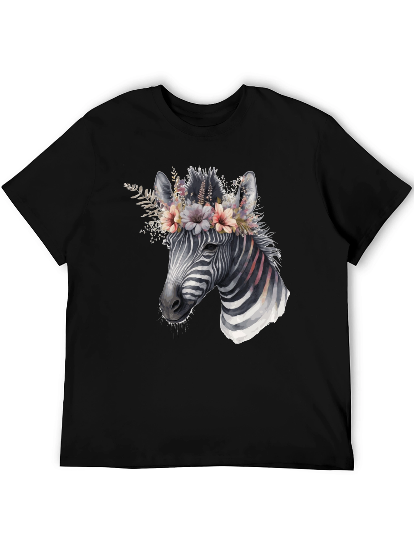 Zebra Floral Crown Graphic T-Shirt