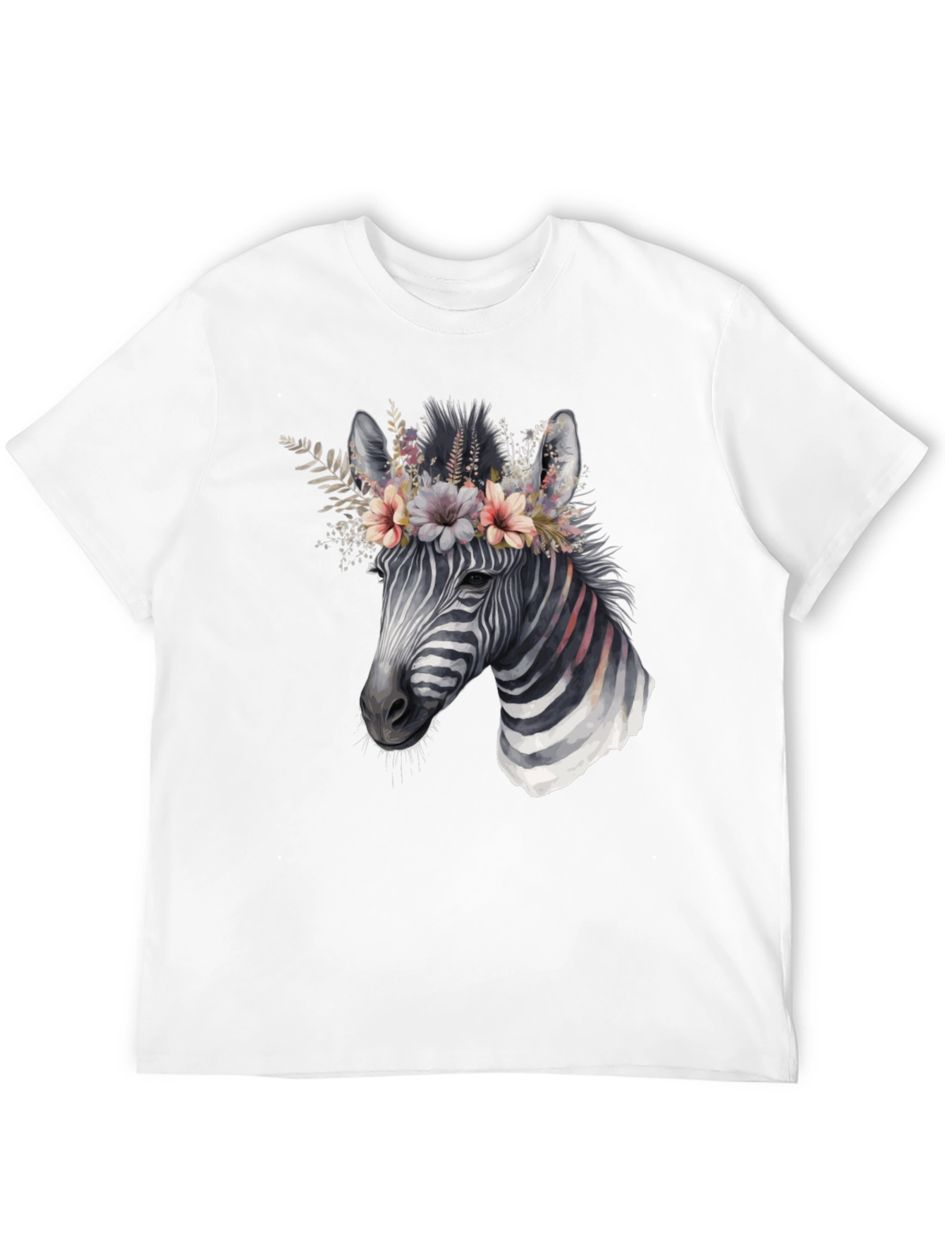 Zebra Floral Crown Graphic T-Shirt
