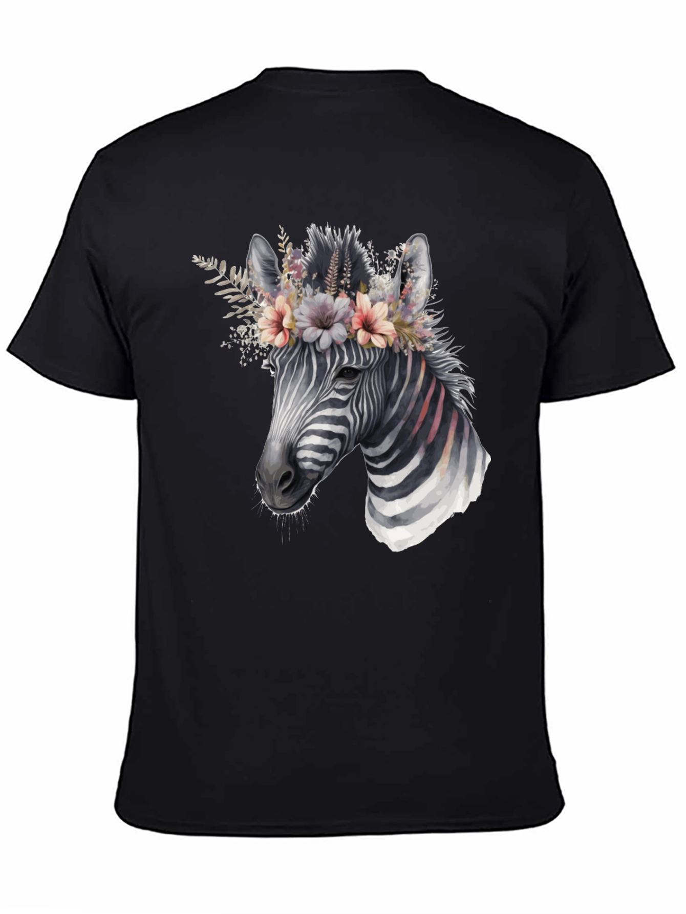 Zebra Floral Crown Graphic T-Shirt
