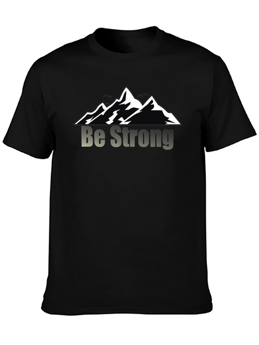 Be Strong Mountain Graphic Black T-Shirt