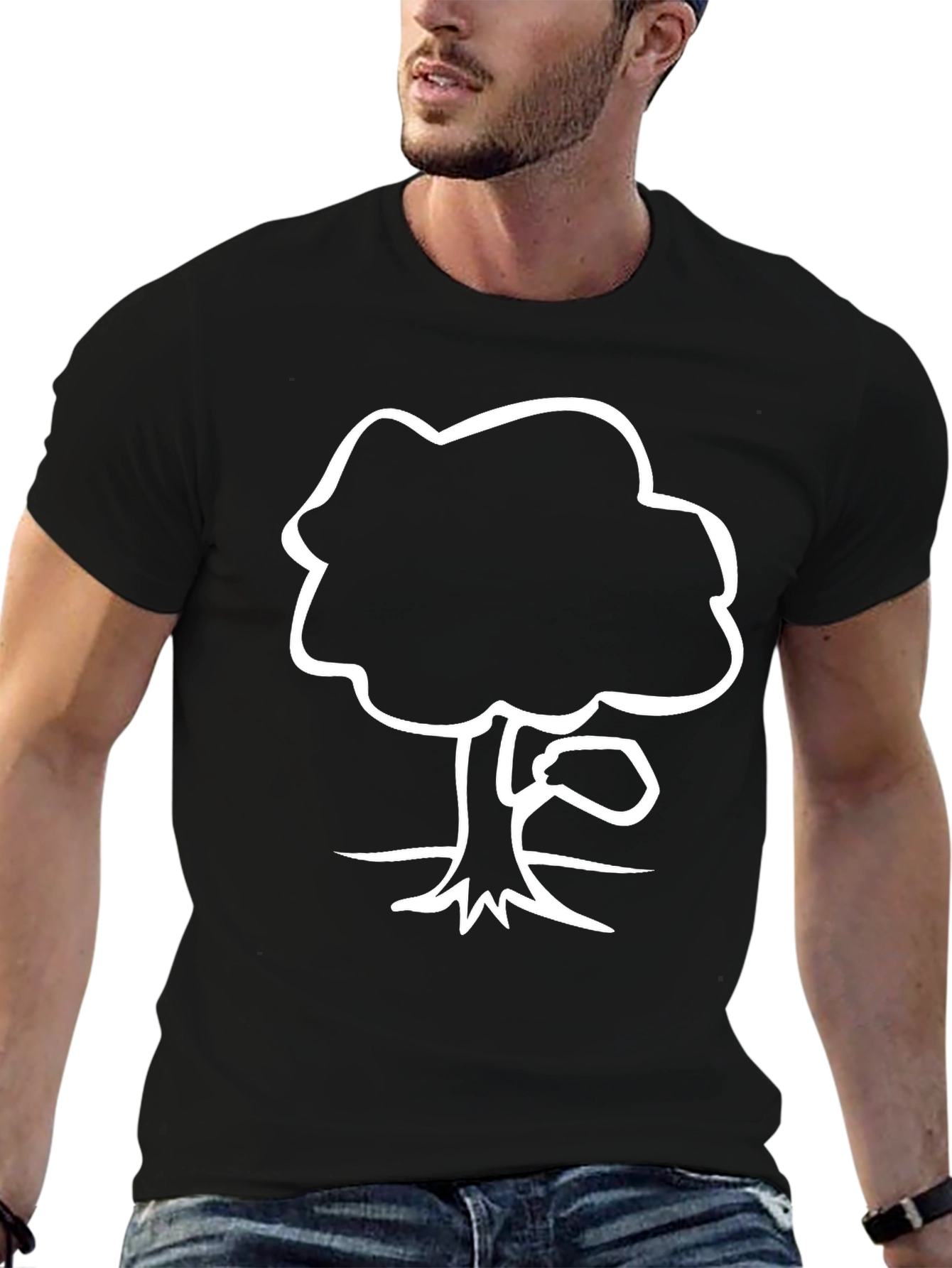 Black T-Shirt with Abstract Tree Graphic