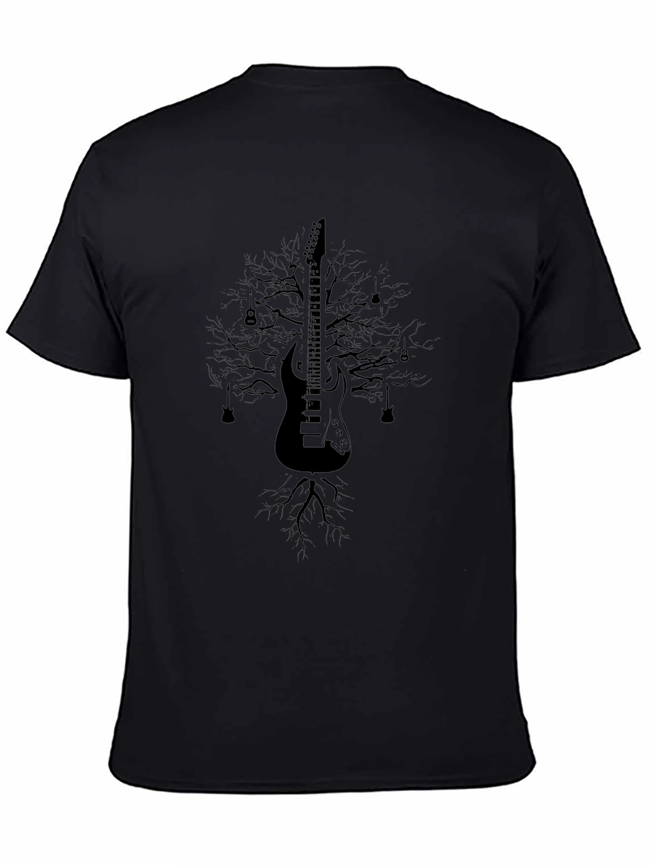 Guitar Tree Graphic Tee - Music Lovers Black T-Shirt