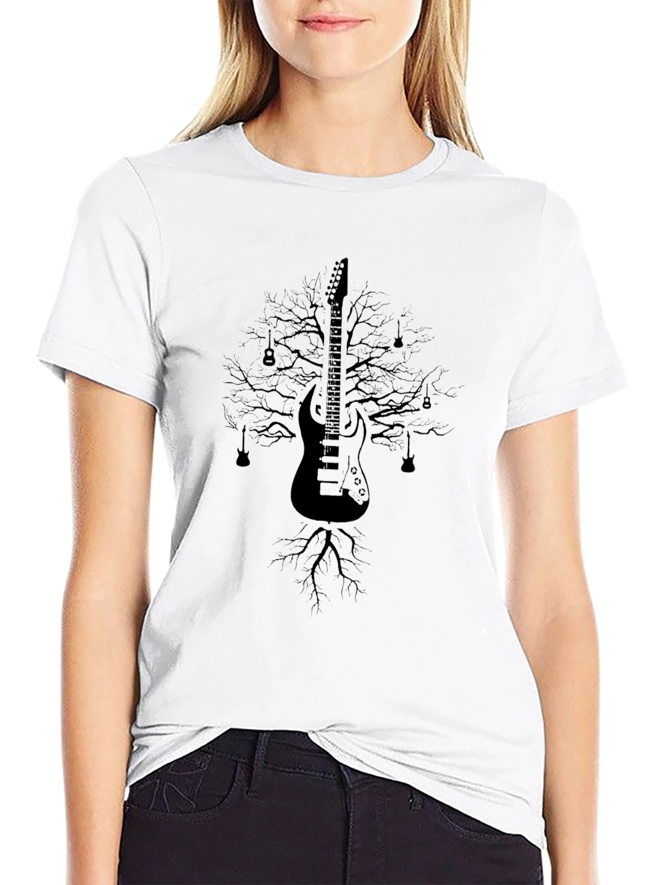 Guitar Tree Graphic Tee - Music Lovers Black T-Shirt