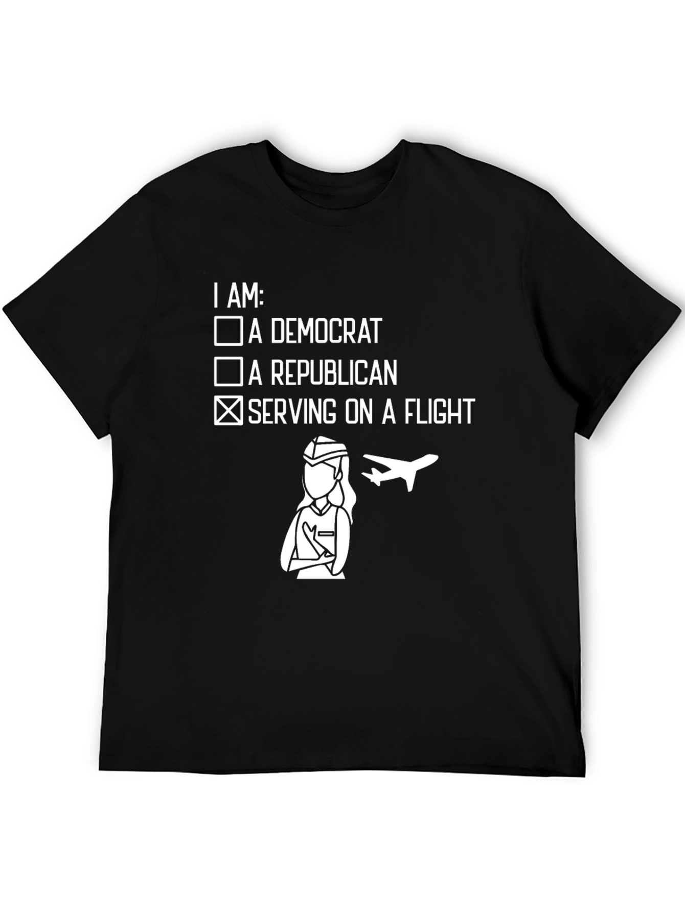 Flight Attendant Political Humor Graphic T-Shirt