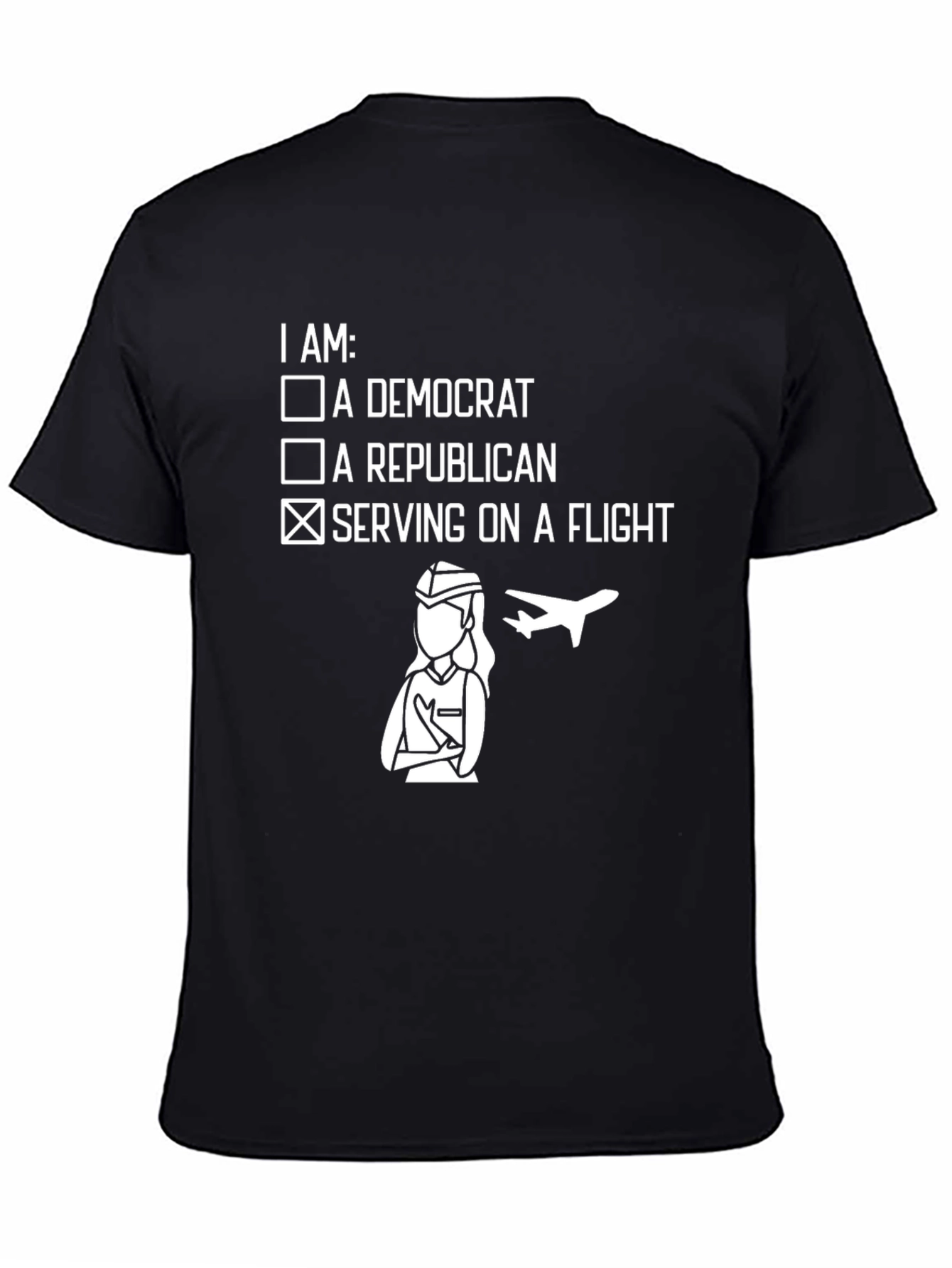 Flight Attendant Political Humor Graphic T-Shirt