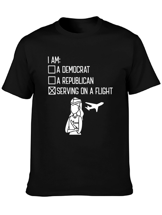 Flight Attendant Political Humor Graphic T-Shirt