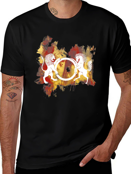 Lion & Horse Graphic Tee - Bold Artistic Design