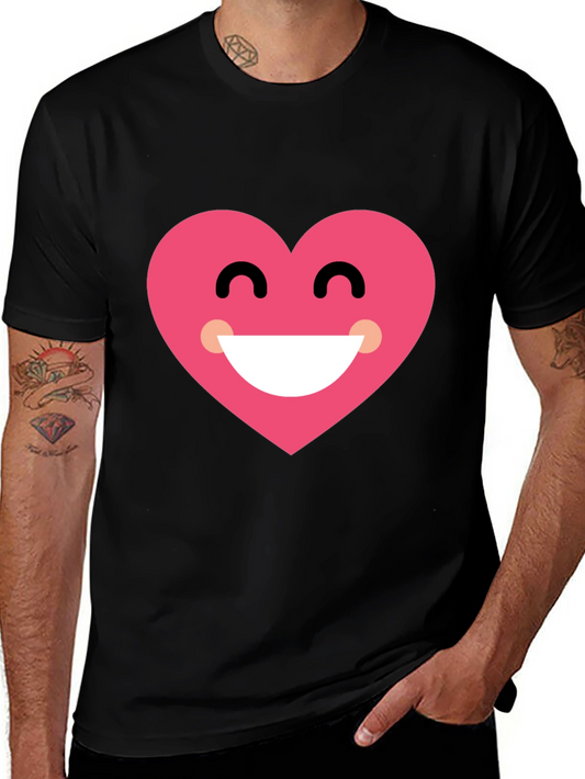 Heart Smile Black T-Shirt - Cheerful Graphic Tee