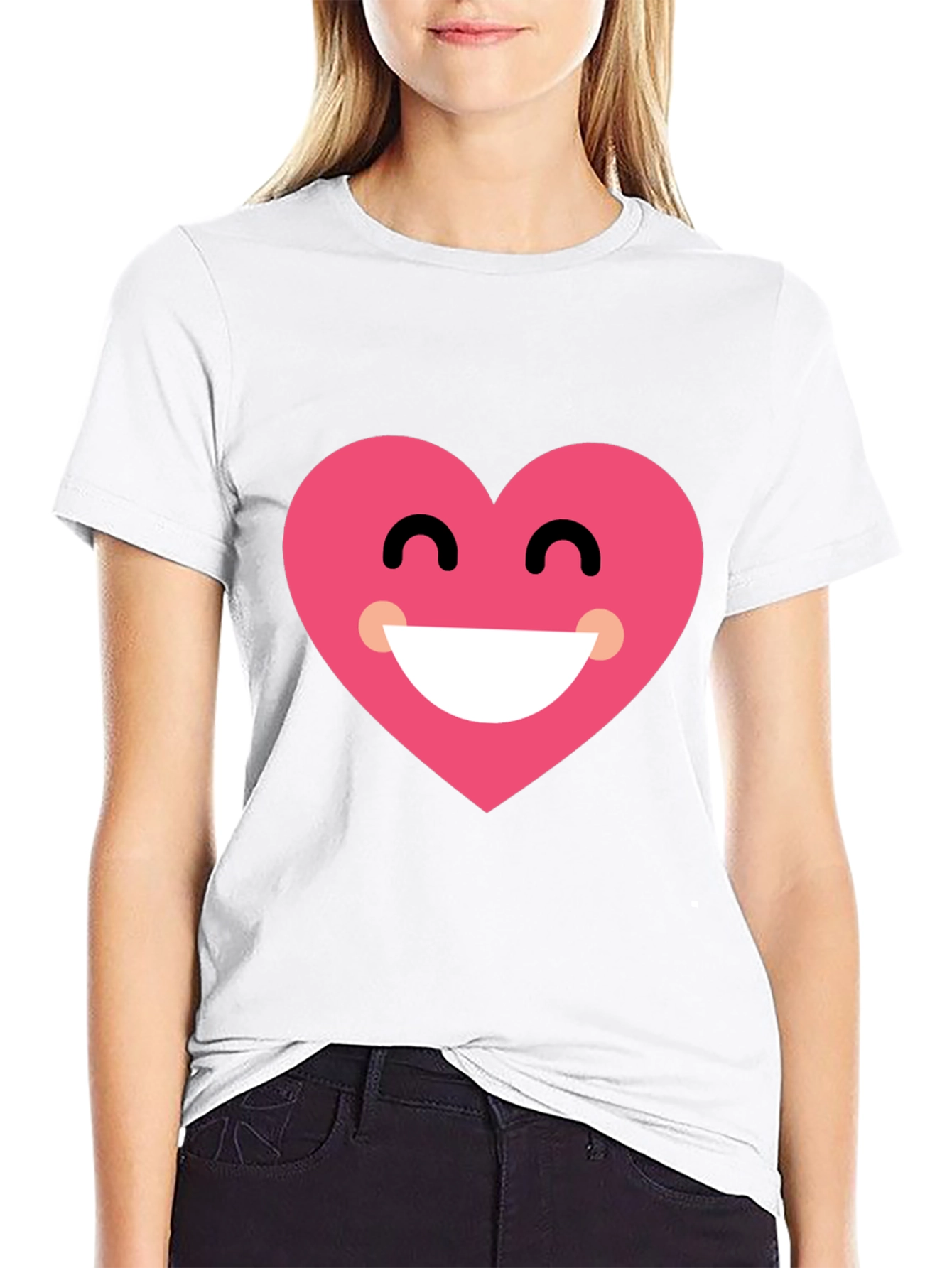 Heart Smile Black T-Shirt - Cheerful Graphic Tee