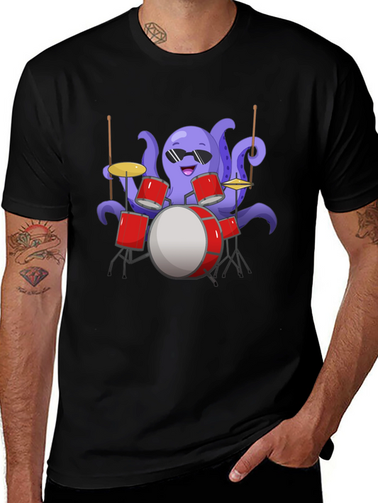 Octopus Drummer Graphic Tee - Unique Design