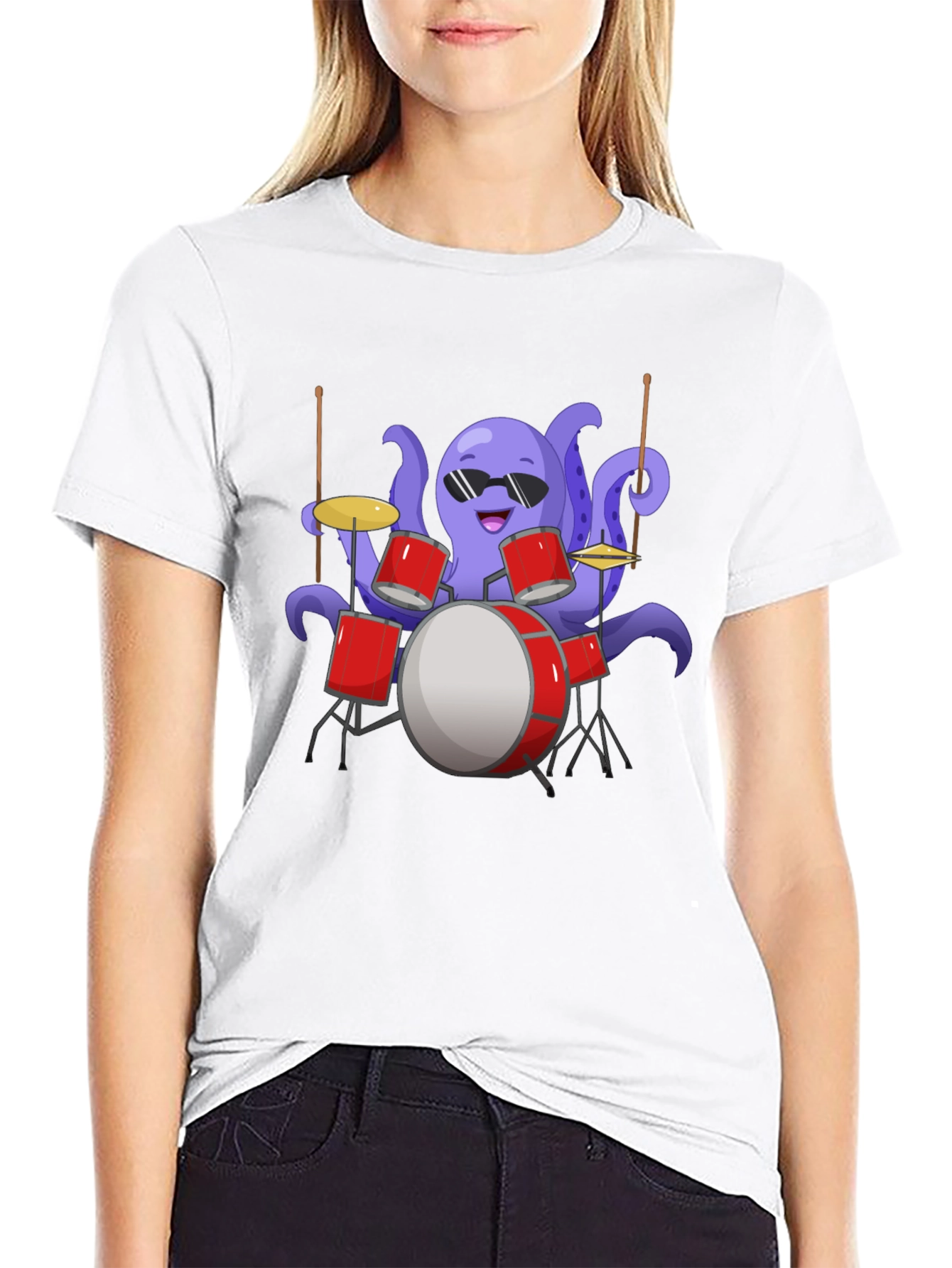 Octopus Drummer Graphic Tee - Unique Design