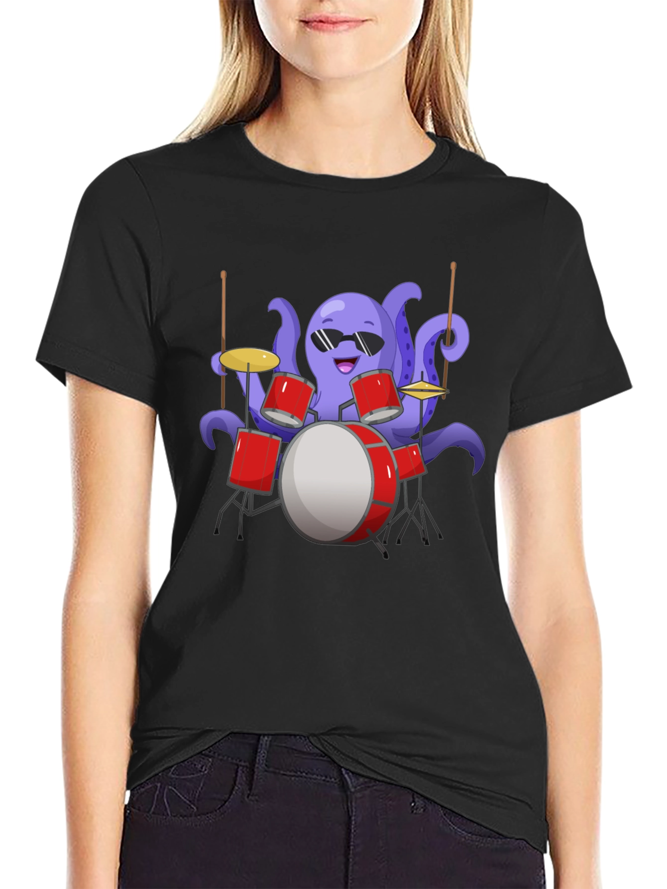 Octopus Drummer Graphic Tee - Unique Design