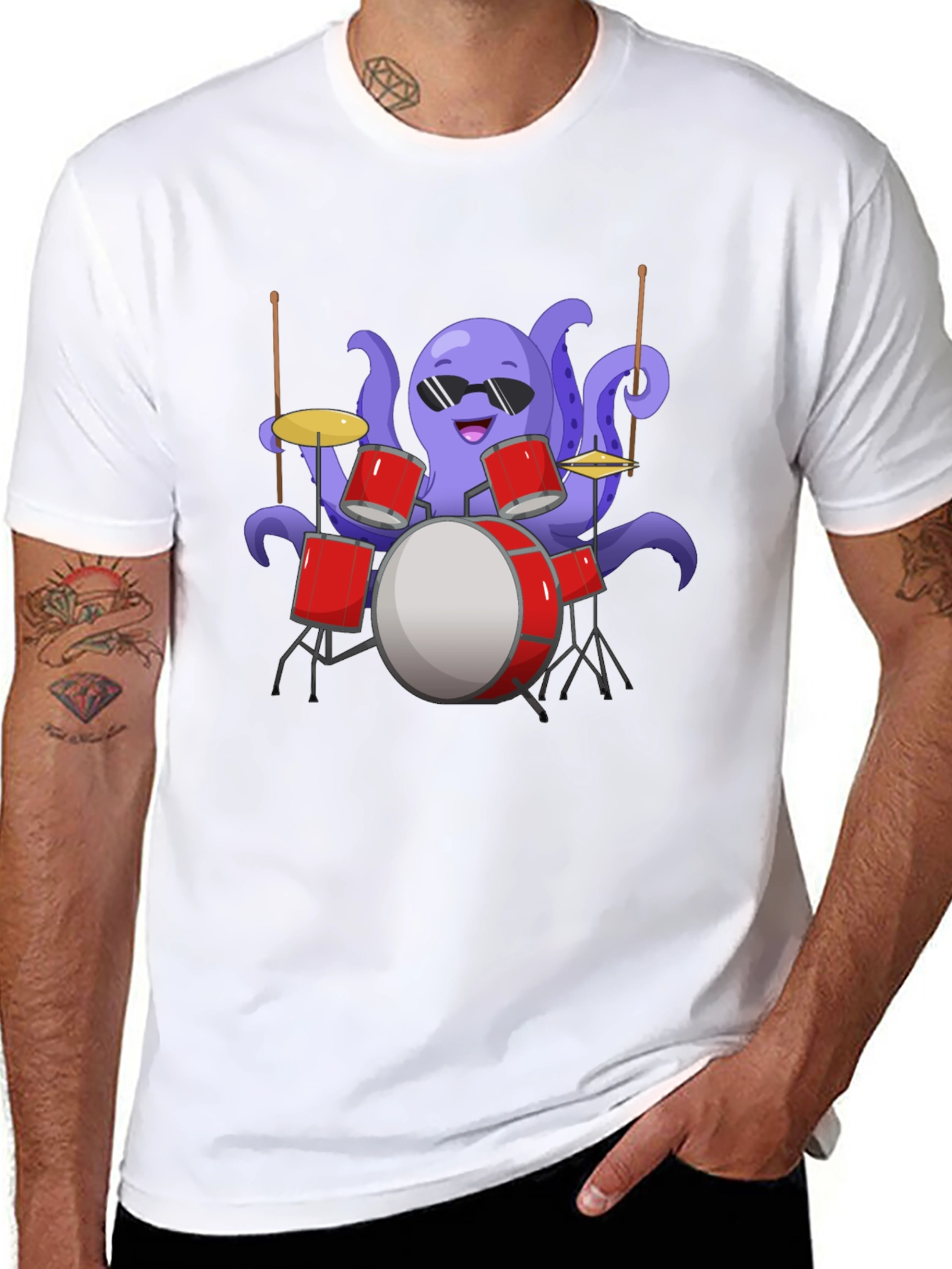Octopus Drummer Graphic Tee - Unique Design