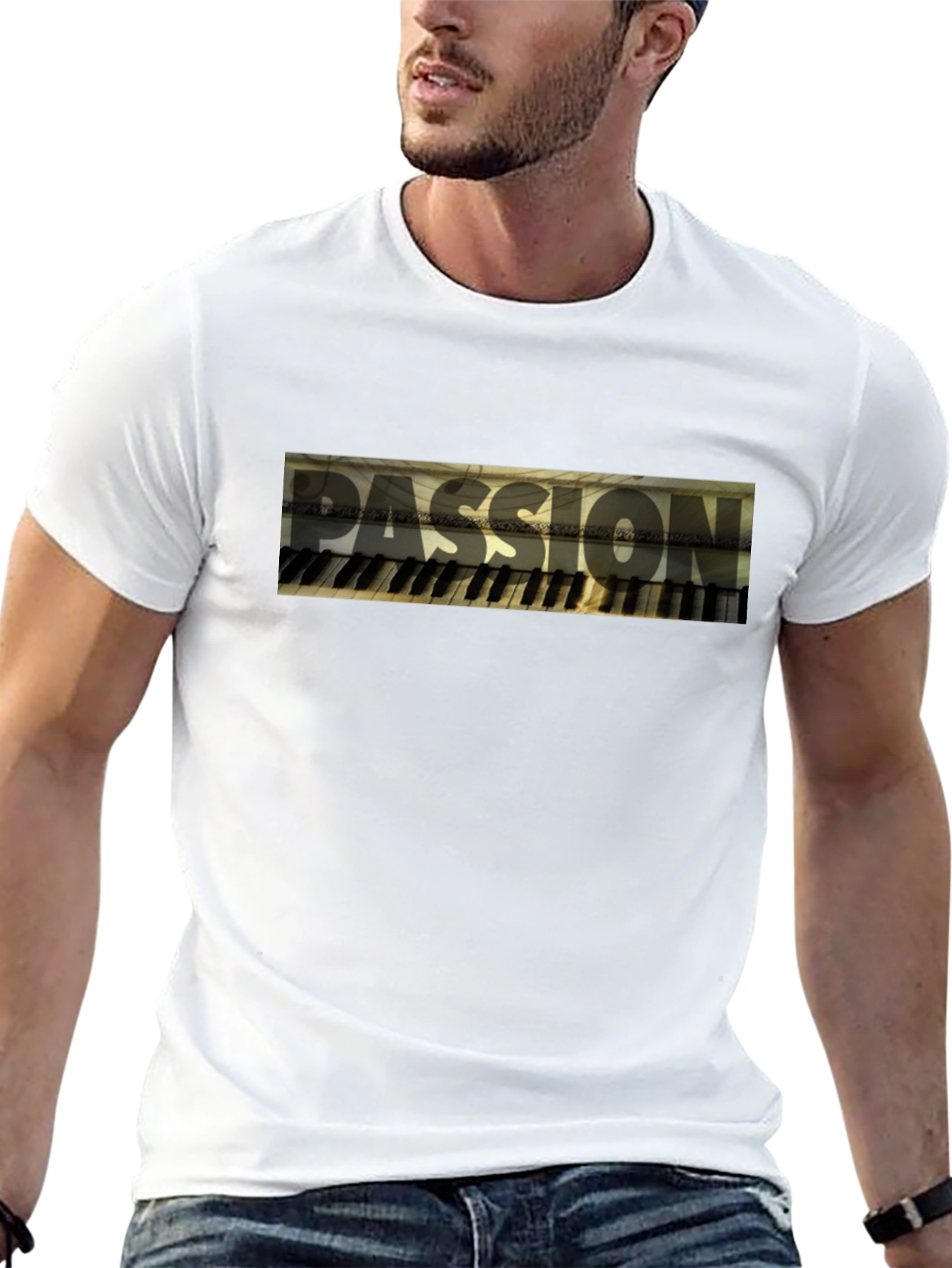 Passion Piano Keyboard Mens Black T-Shirt