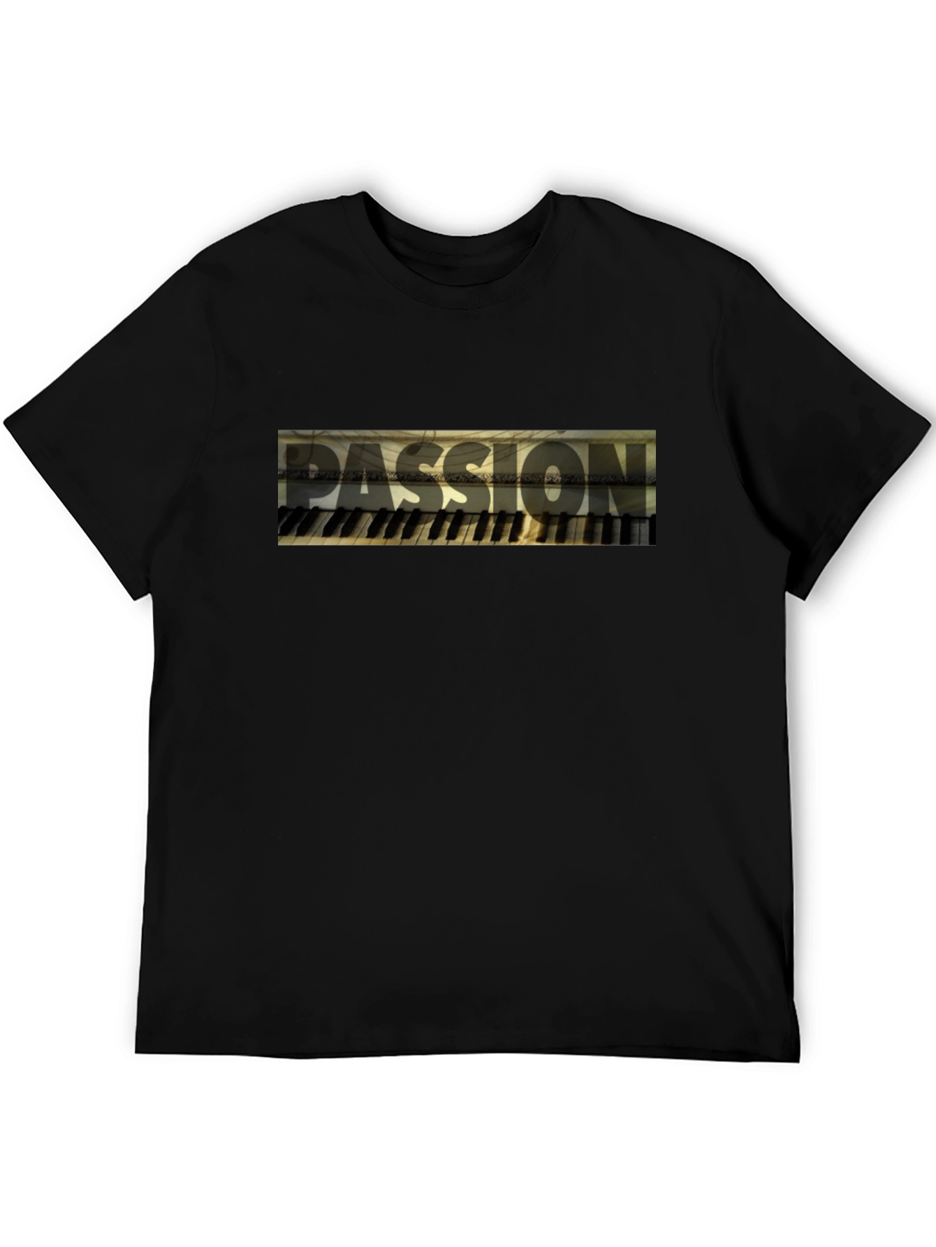 Passion Piano Keyboard Mens Black T-Shirt