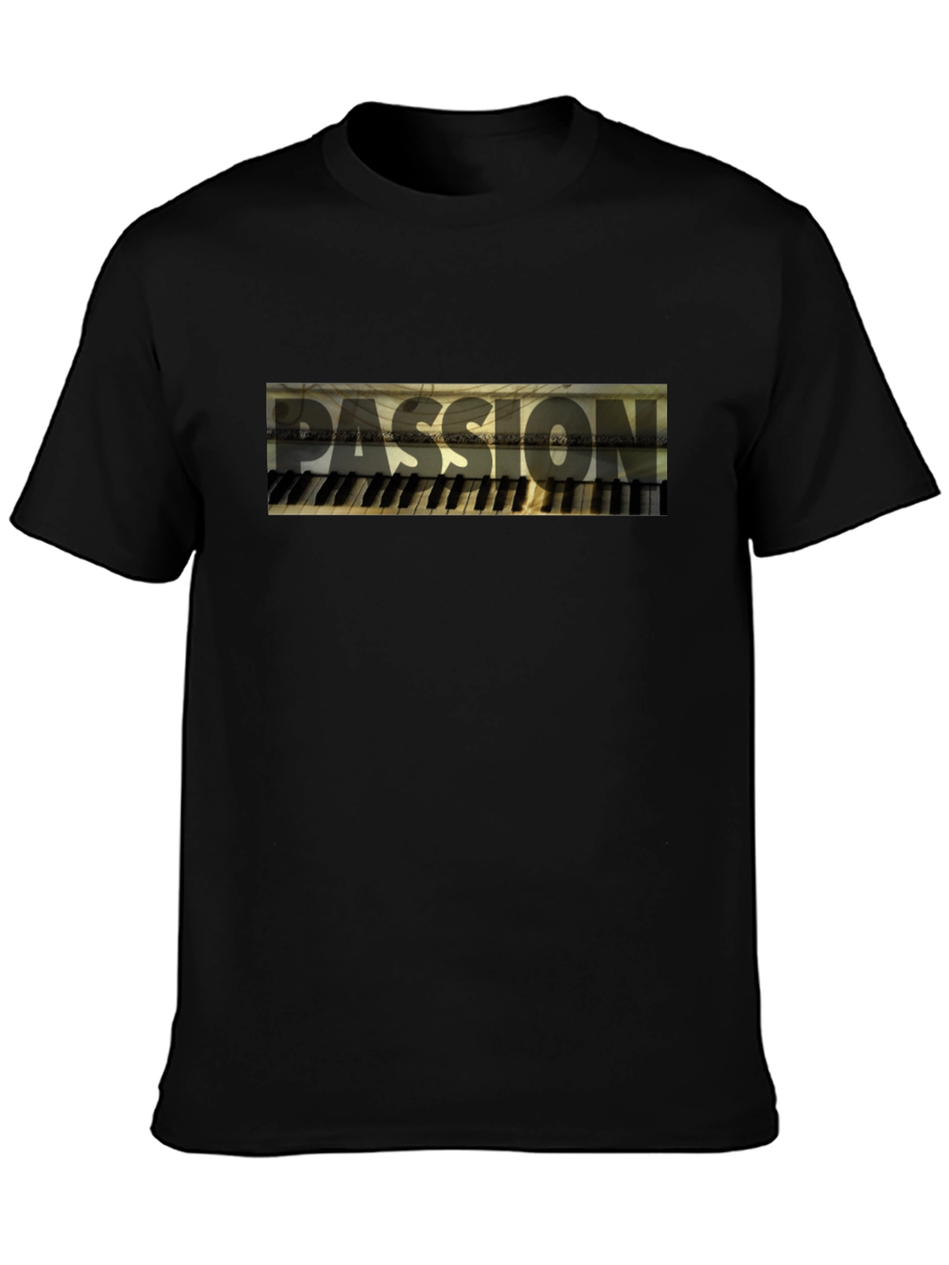 Passion Piano Keyboard Mens Black T-Shirt