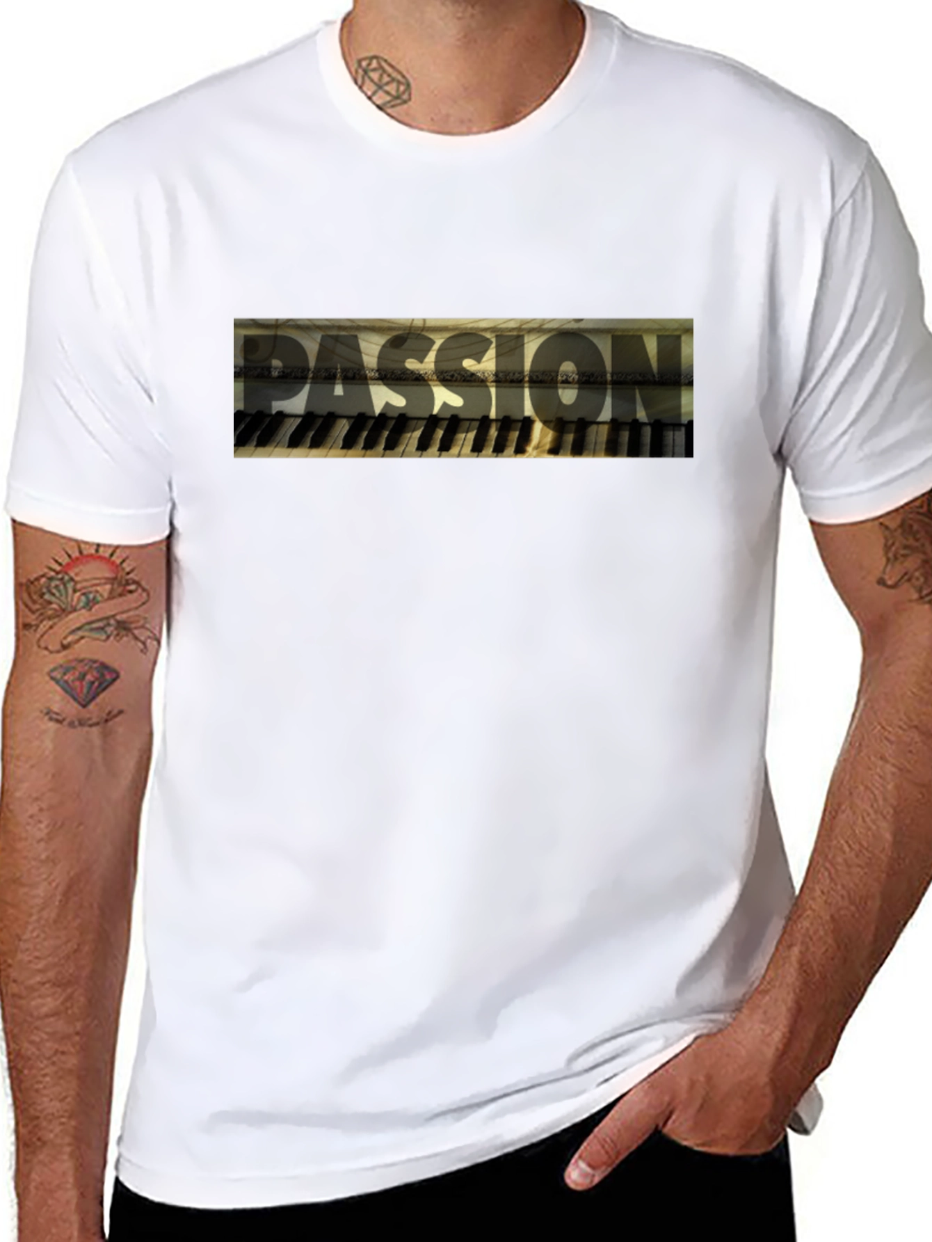 Passion Piano Keyboard Mens Black T-Shirt