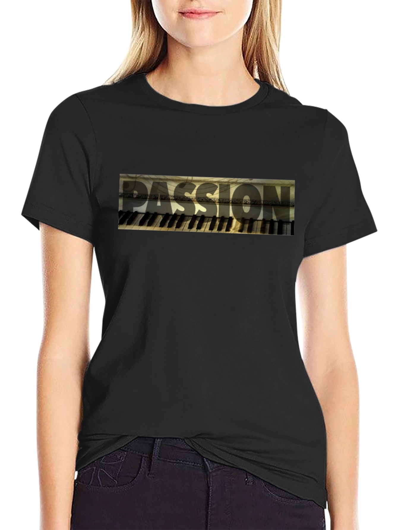 Passion Piano Keyboard Mens Black T-Shirt