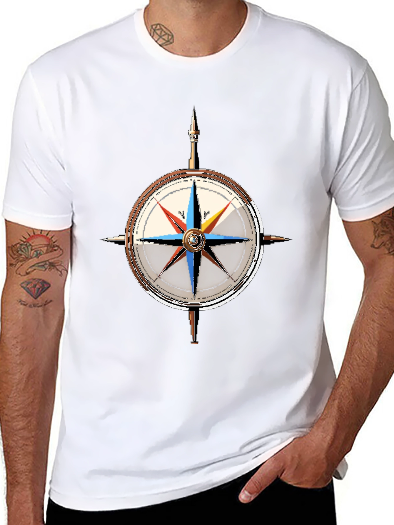 Nautical Compass Graphic Tee - Classic Black