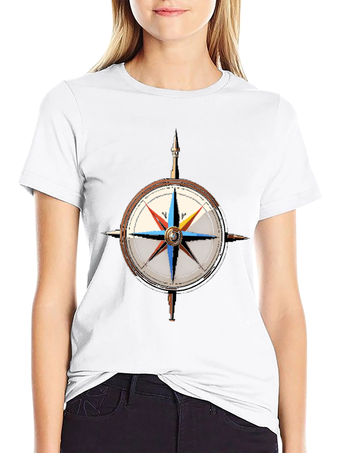 Nautical Compass Graphic Tee - Classic Black