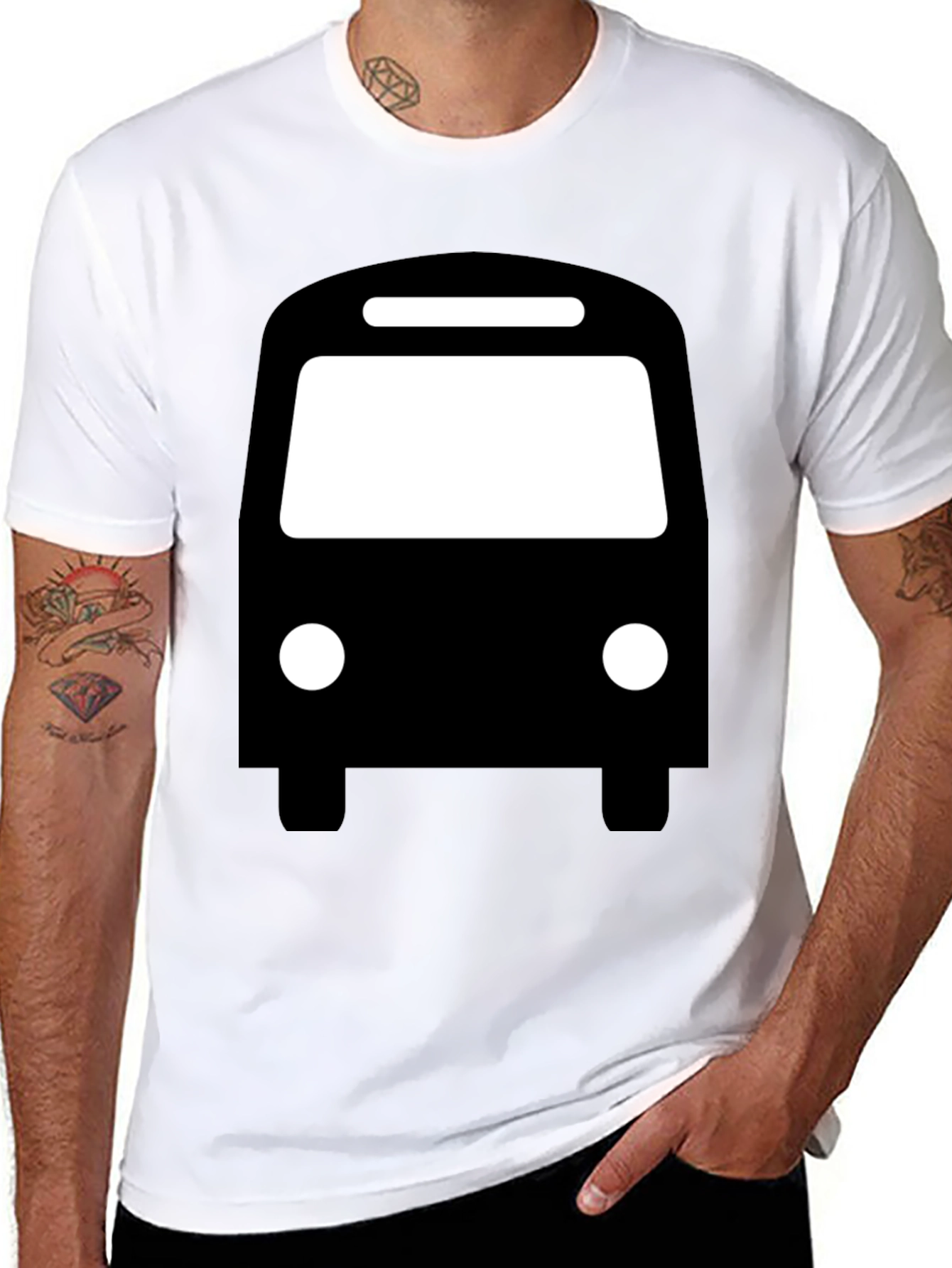 Bus Graphic T-Shirt - Black Cotton Tee