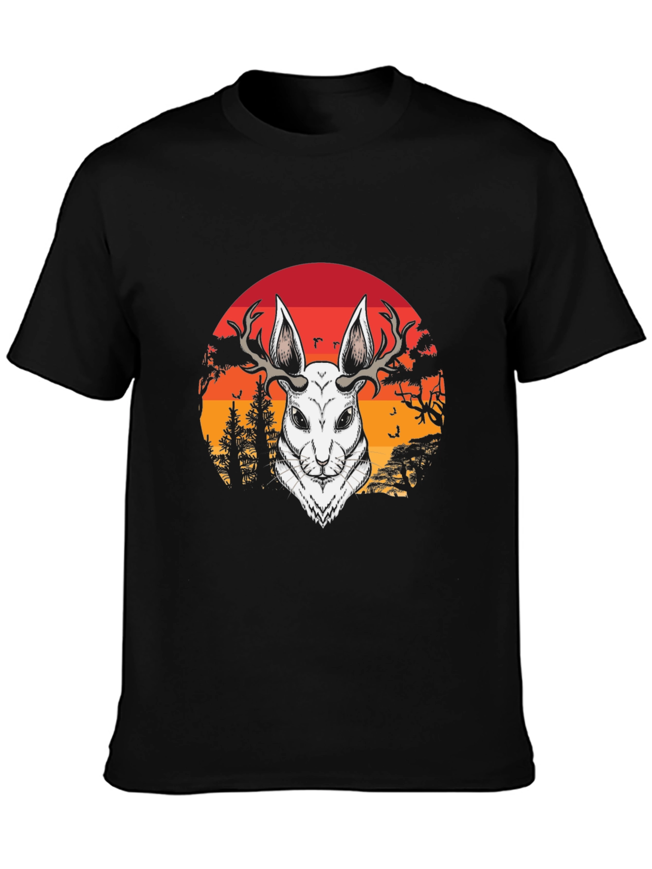 Antlered Hare Graphic Tee - Sunset Design