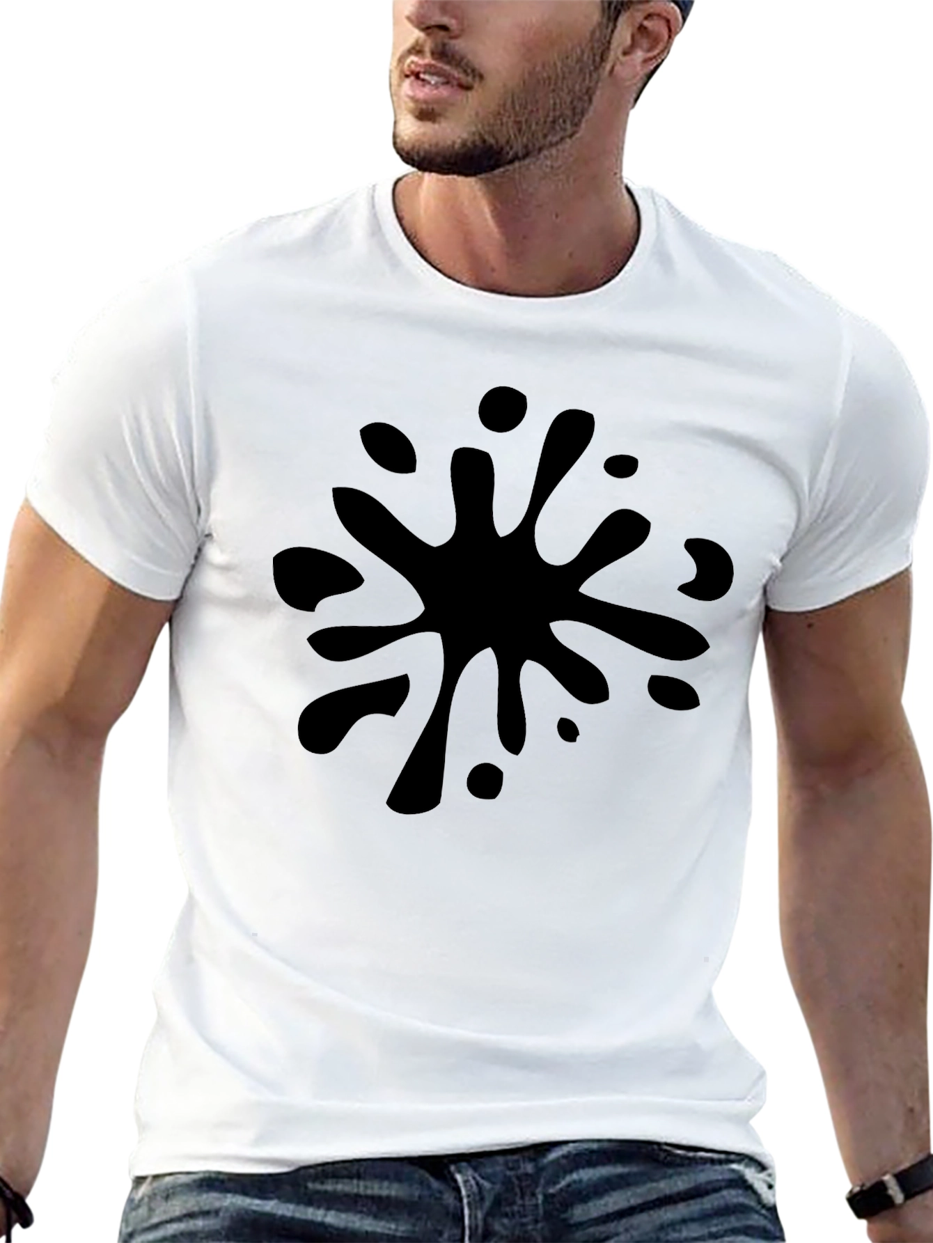 Black Splatter Graphic Tee - Mens Casual Style