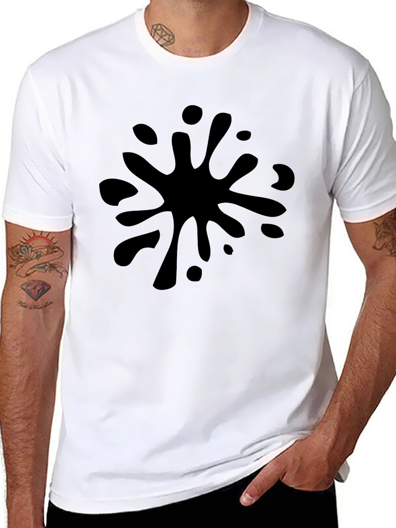 Black Splatter Graphic Tee - Mens Casual Style