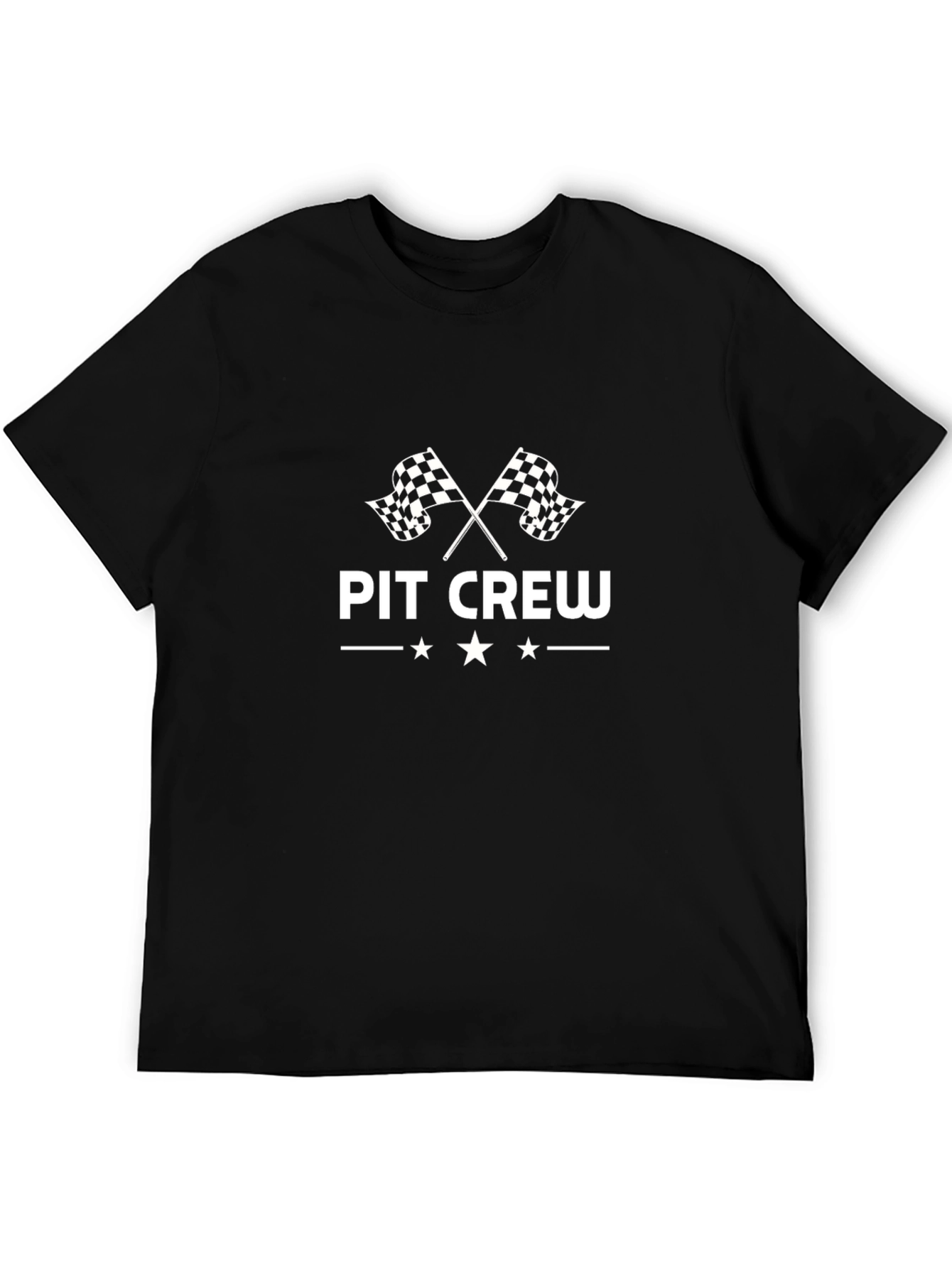 Pit Crew Racing Flags Black T-Shirt