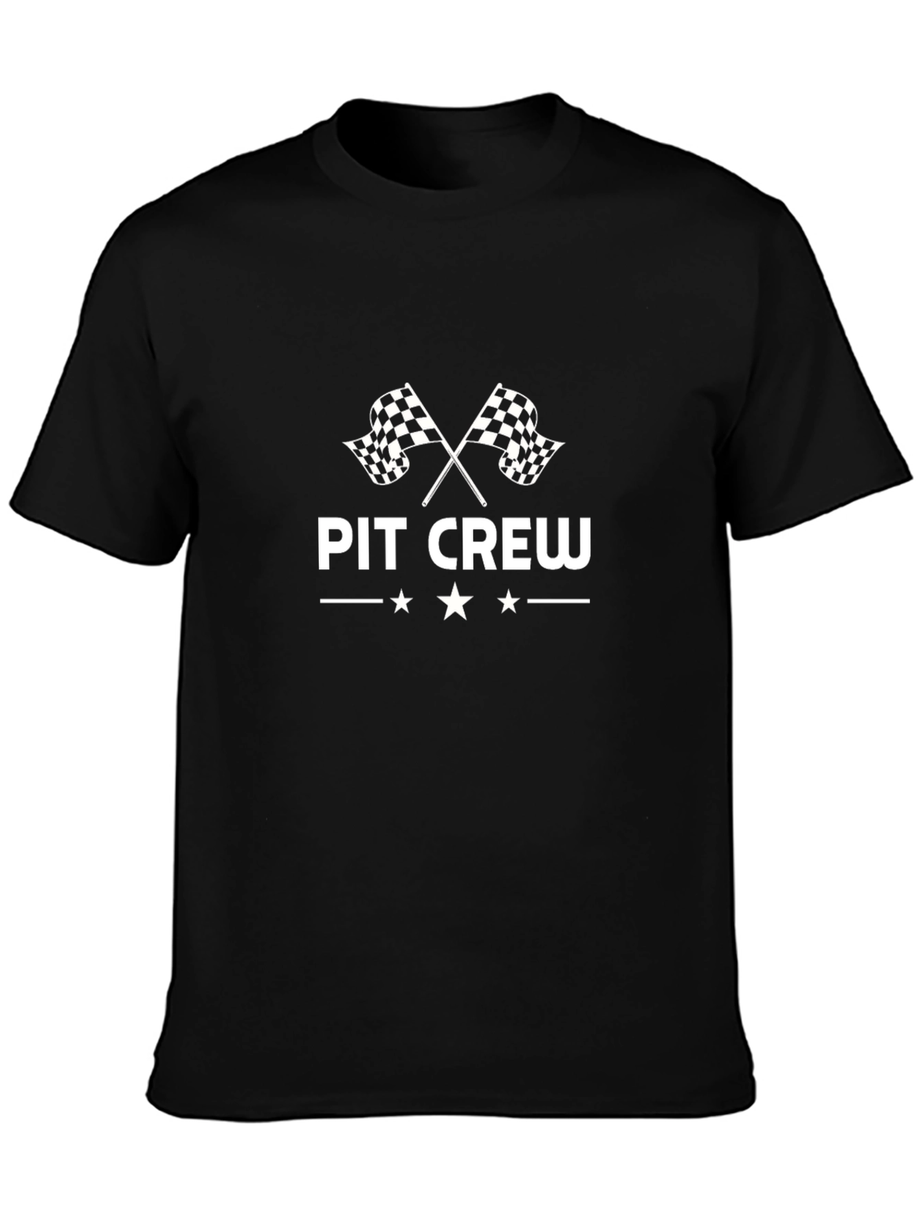 Pit Crew Racing Flags Black T-Shirt