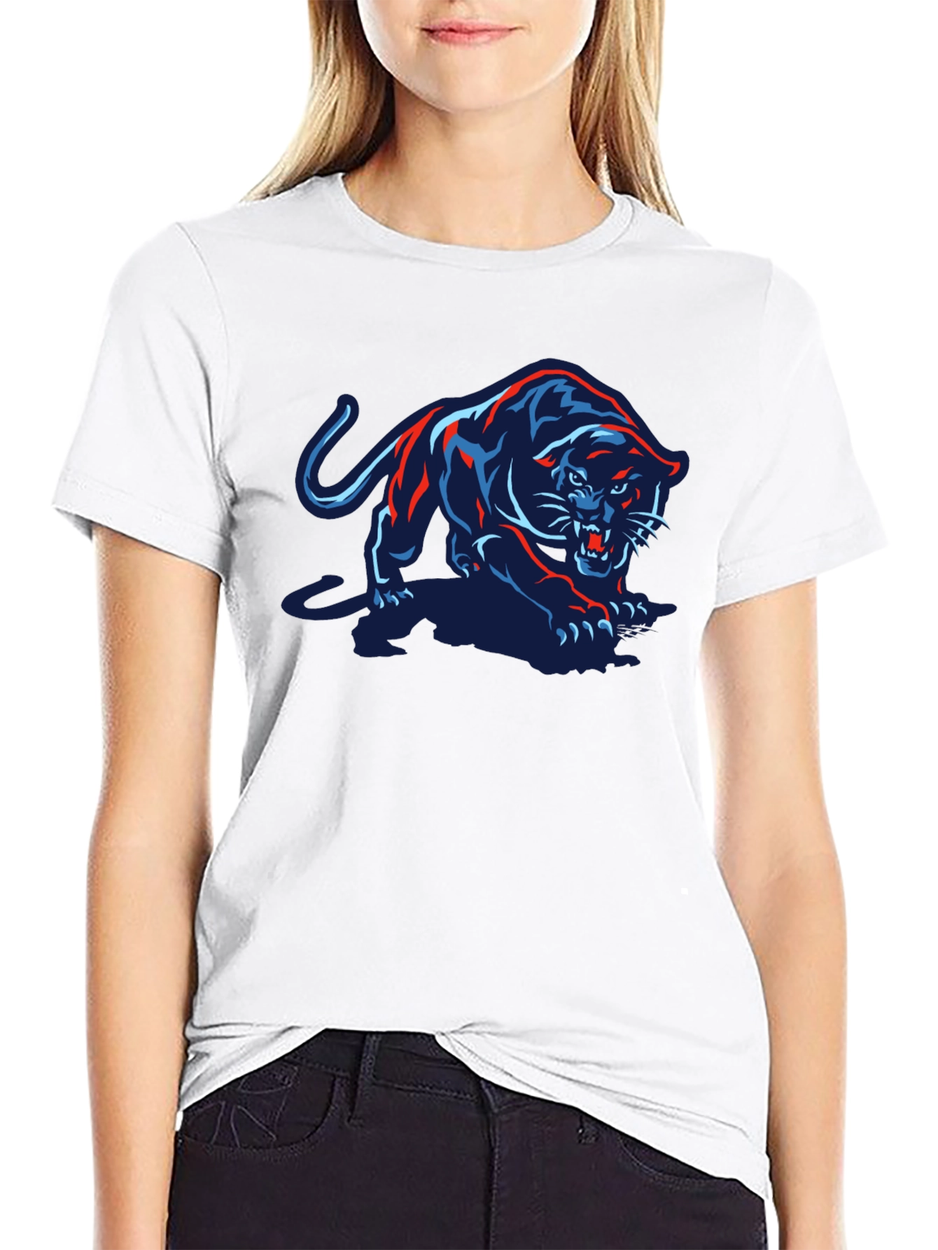 Black T-Shirt with Panther Graphic
