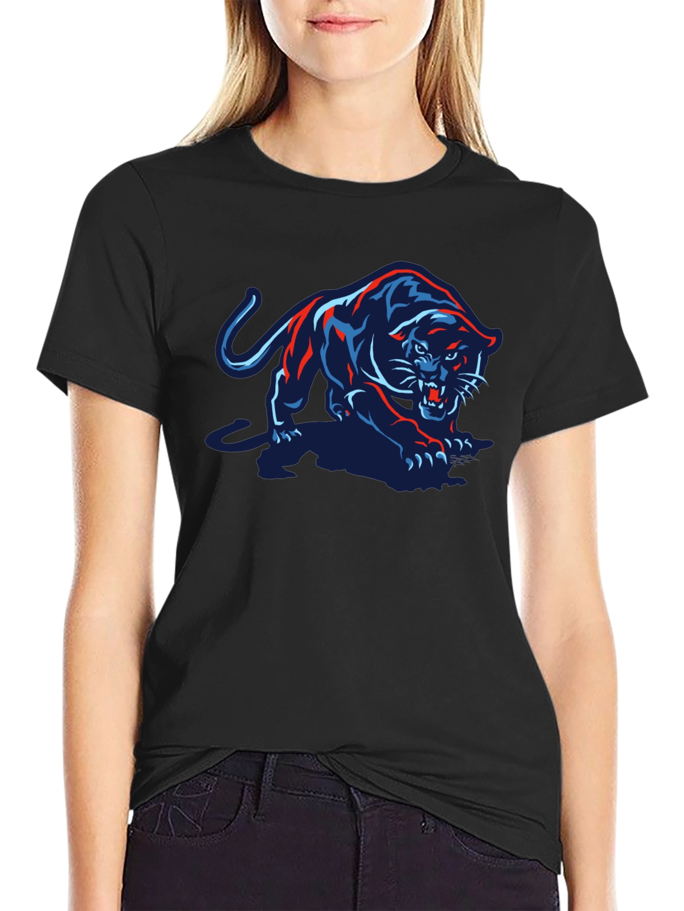 Black T-Shirt with Panther Graphic