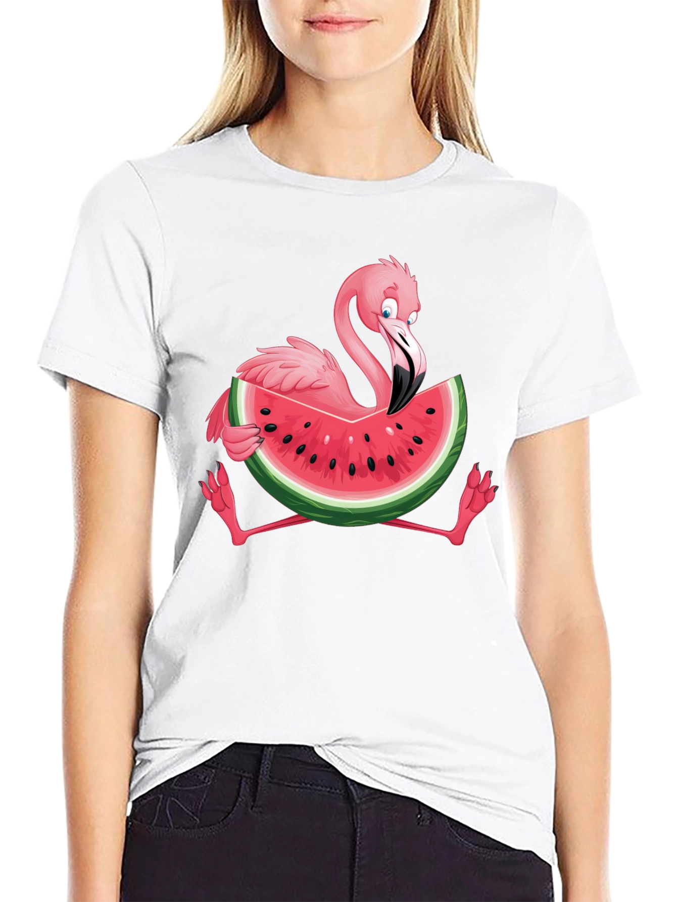 Flamingo Watermelon Graphic Tee - Fun Summer Shirt
