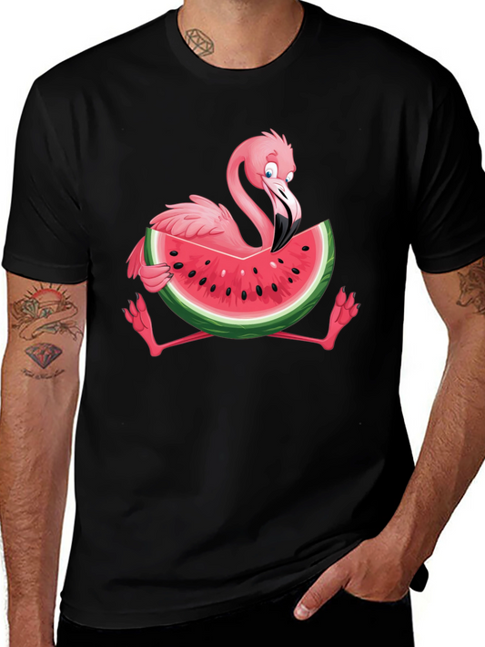 Flamingo Watermelon Graphic Tee - Fun Summer Shirt