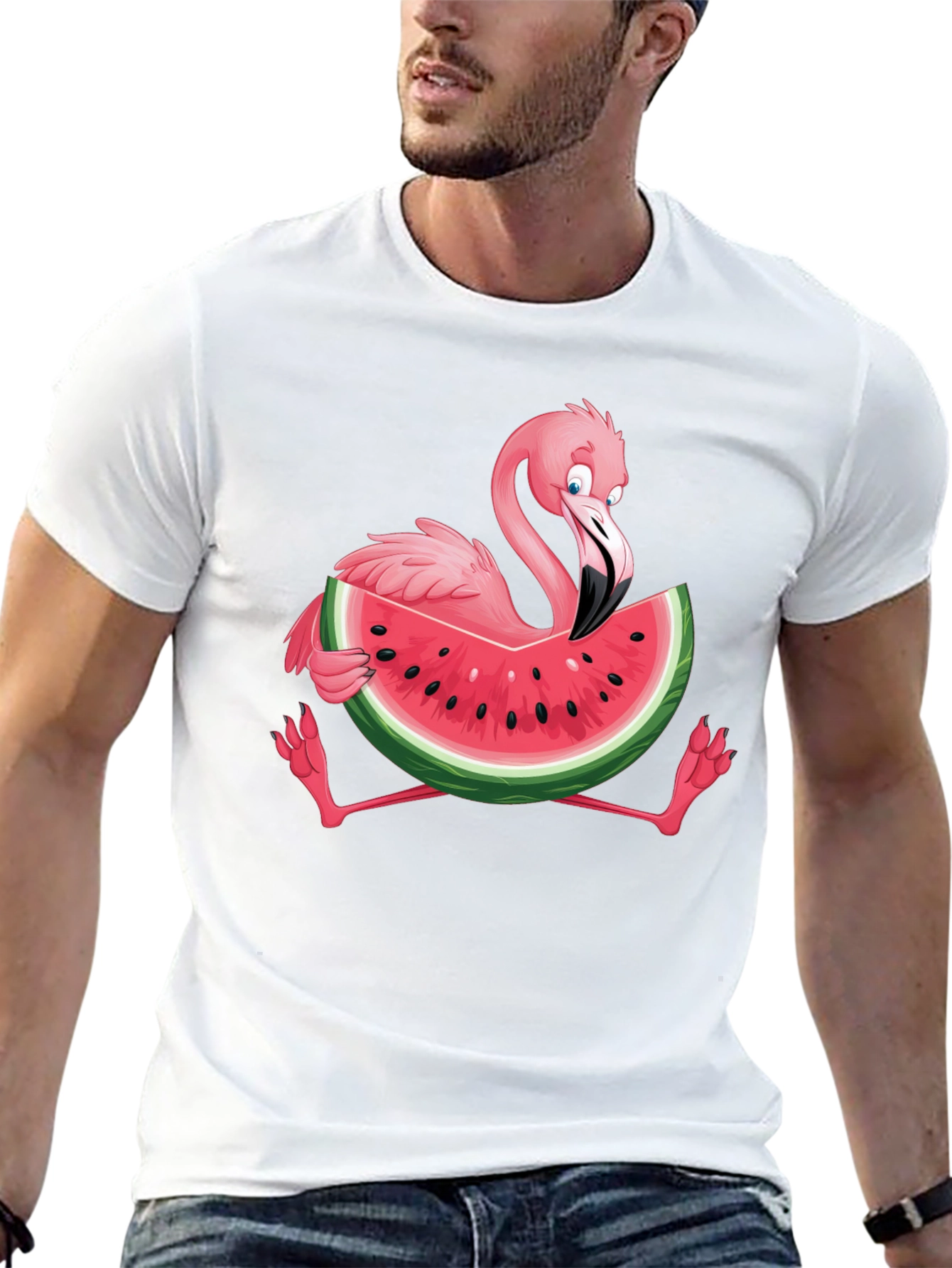 Flamingo Watermelon Graphic Tee - Fun Summer Shirt