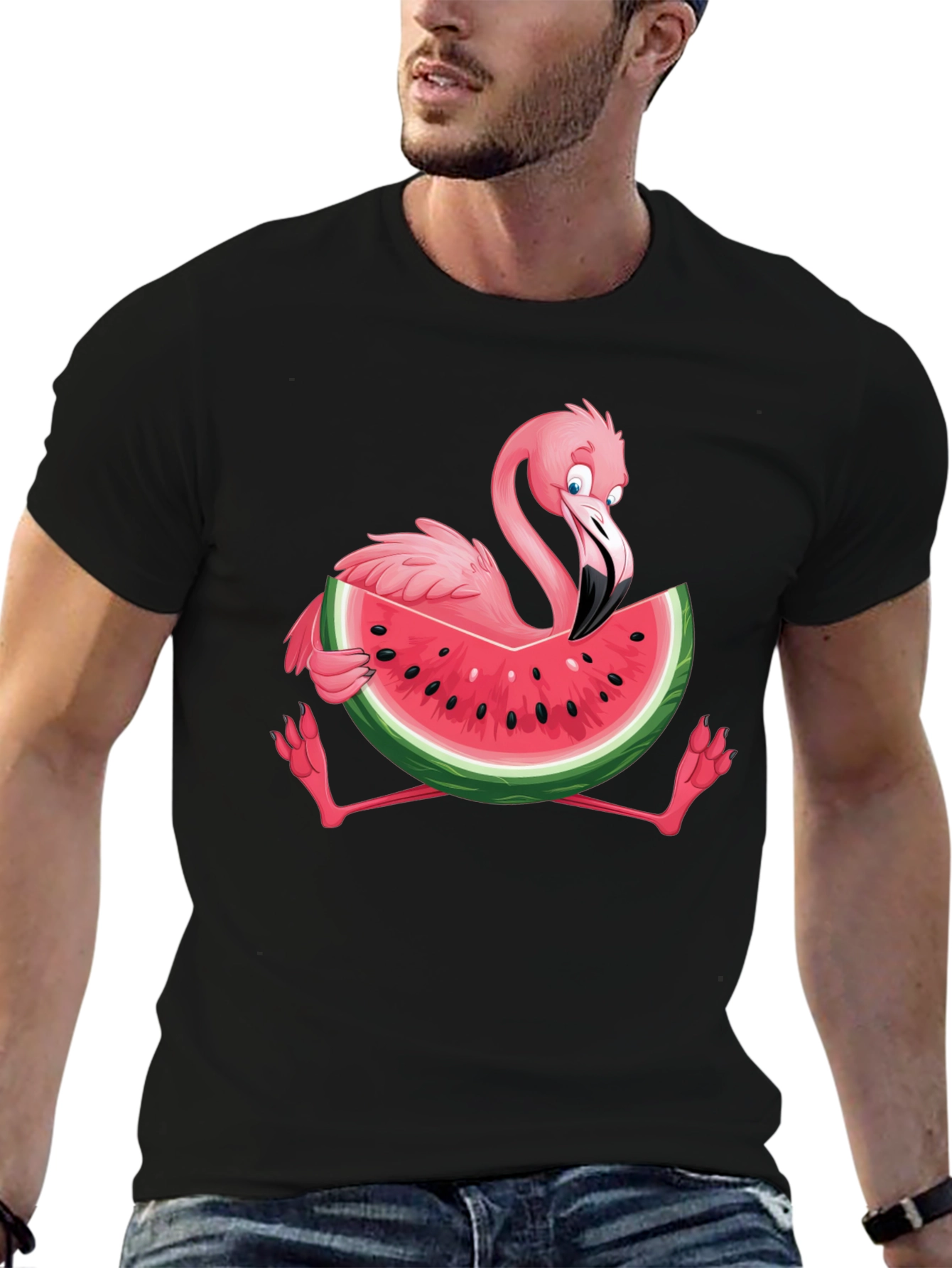 Flamingo Watermelon Graphic Tee - Fun Summer Shirt