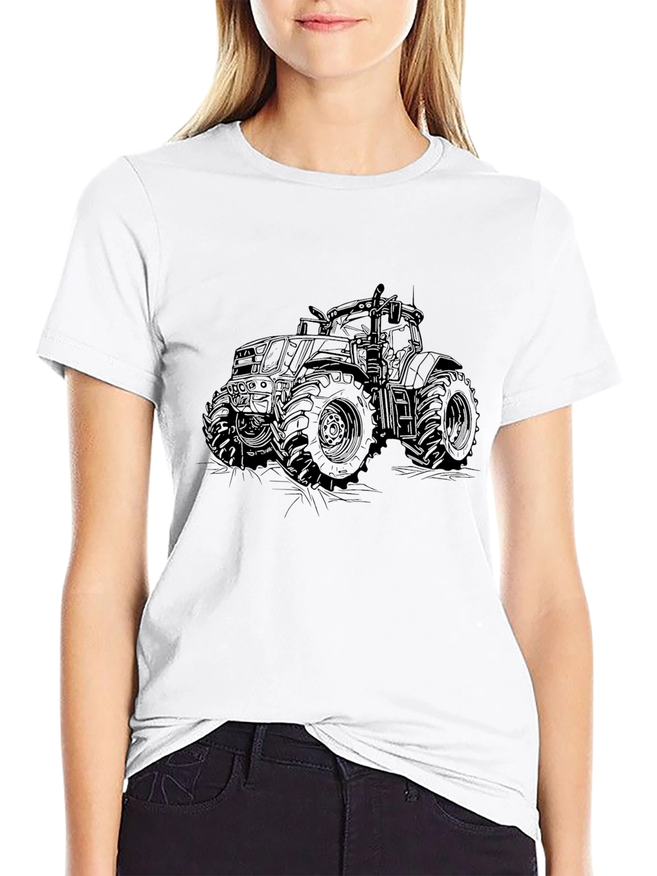 Tractor Graphic Tee - Black Cotton Blend
