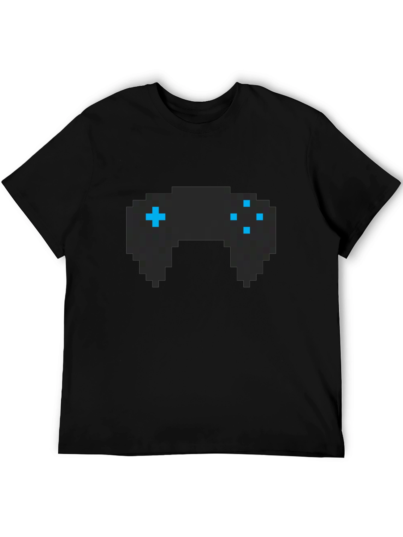 Pixel Game Controller Graphic Tee - Black Cotton T-Shirt