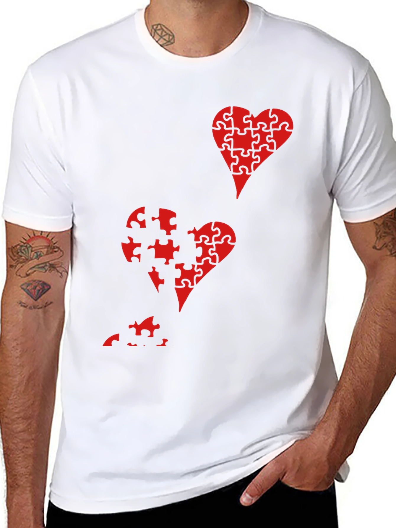 Puzzle Piece Heart Graphic Tee - Black